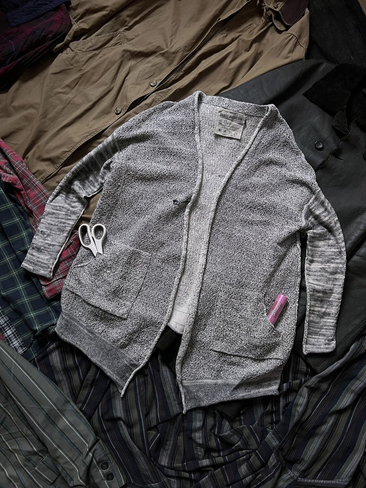 Daniel Andresen Daniel Andresen Grey Knitted Linen Cardigan With Pockets Size US M / EU 48-50 / 2 - 9 Thumbnail