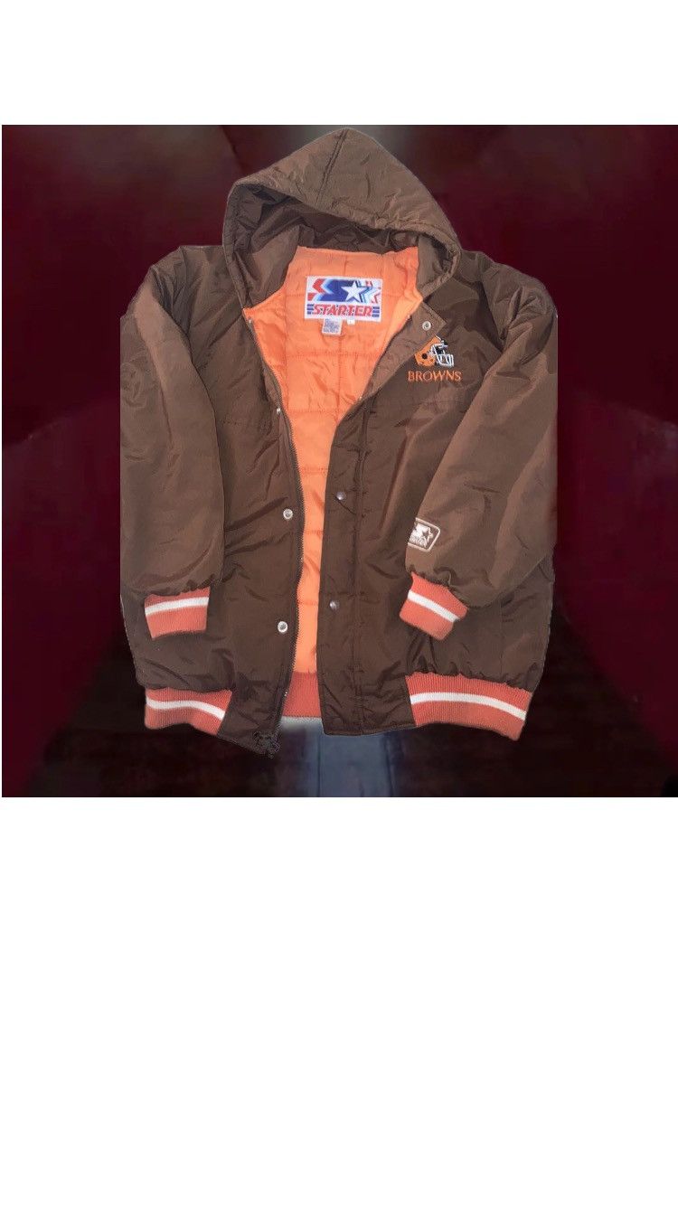 browns 90s starter jacket mens Large