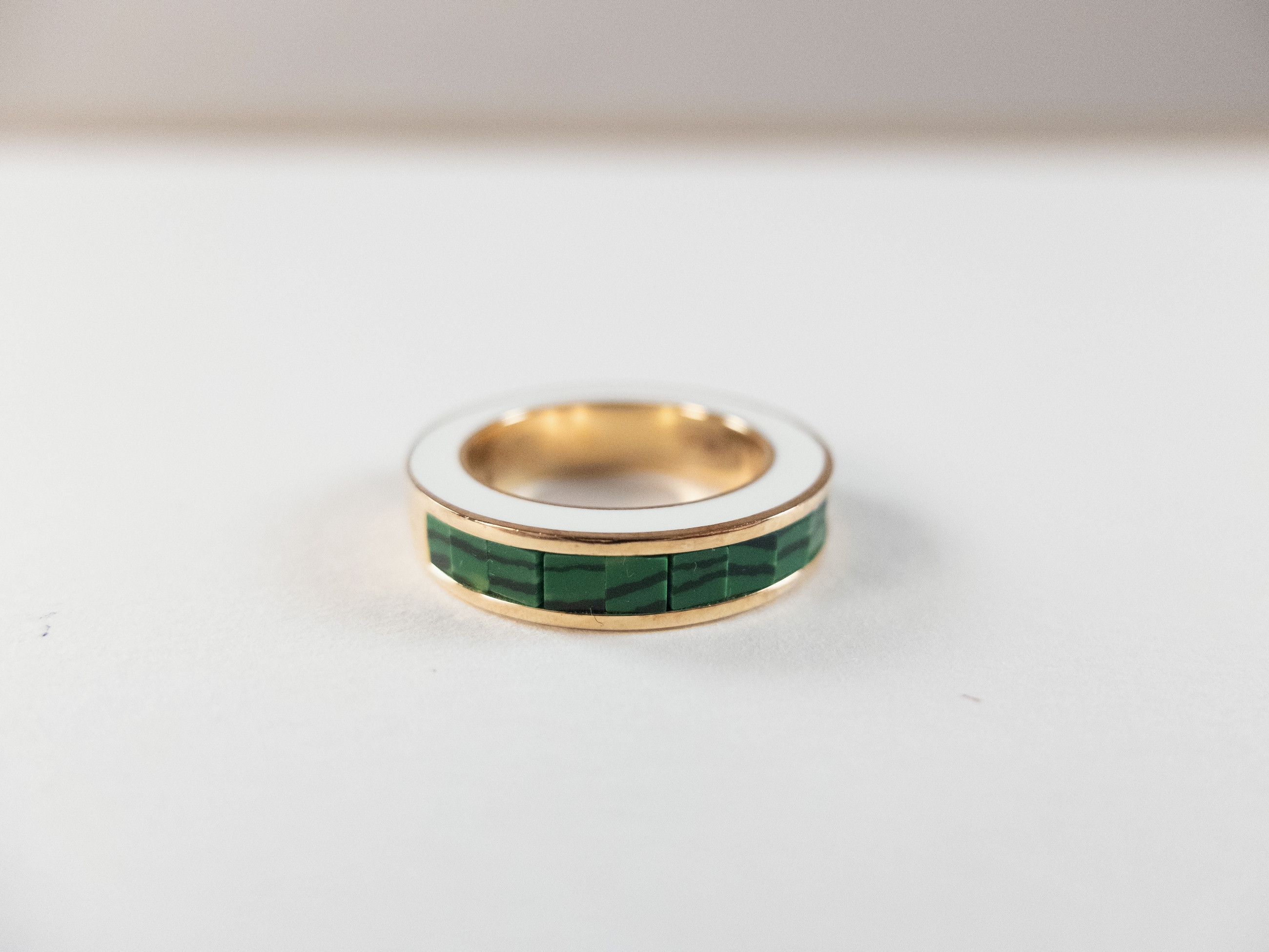 Bottega Veneta BOTTEGA VENETA Pillar green white silver round ring 7 15 q Size ONE SIZE - 3 Thumbnail