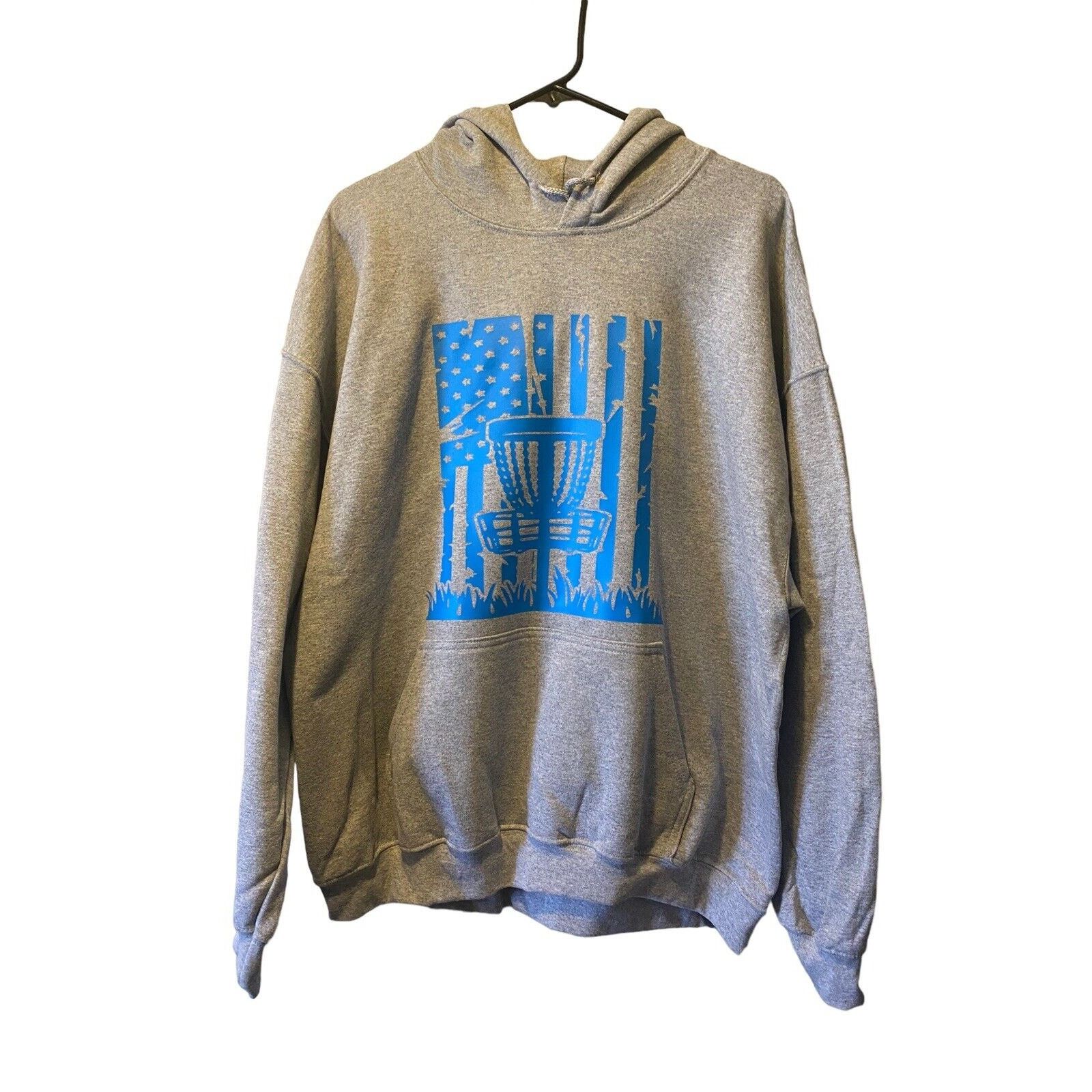 Gildan Disc Golf Patriotic AMERICAN FLAG Basket BLUE XL Hoodie Grey Size US XL / EU 56 / 4 - 6 Thumbnail