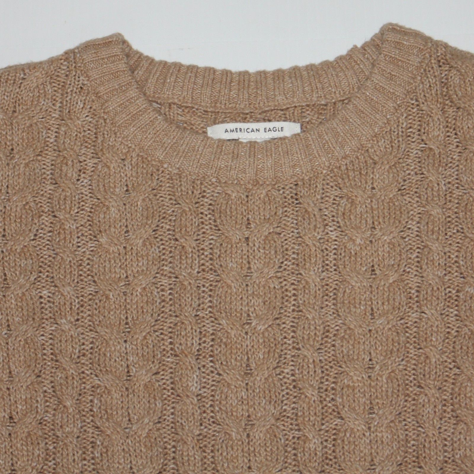 American Eagle Outfitters Cropped Cable Knit High-rise Sweater in Tan & size XS Size XS / US 0-2 / IT 36-38 - 2 Thumbnail