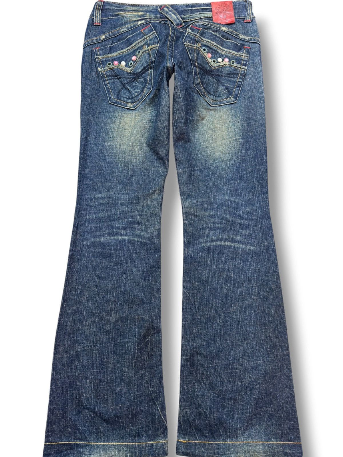 Ed Hardy Vintage Red Pepper Flare Mudwash Distressed Denim Size US 30 / EU 46 - 4 Thumbnail