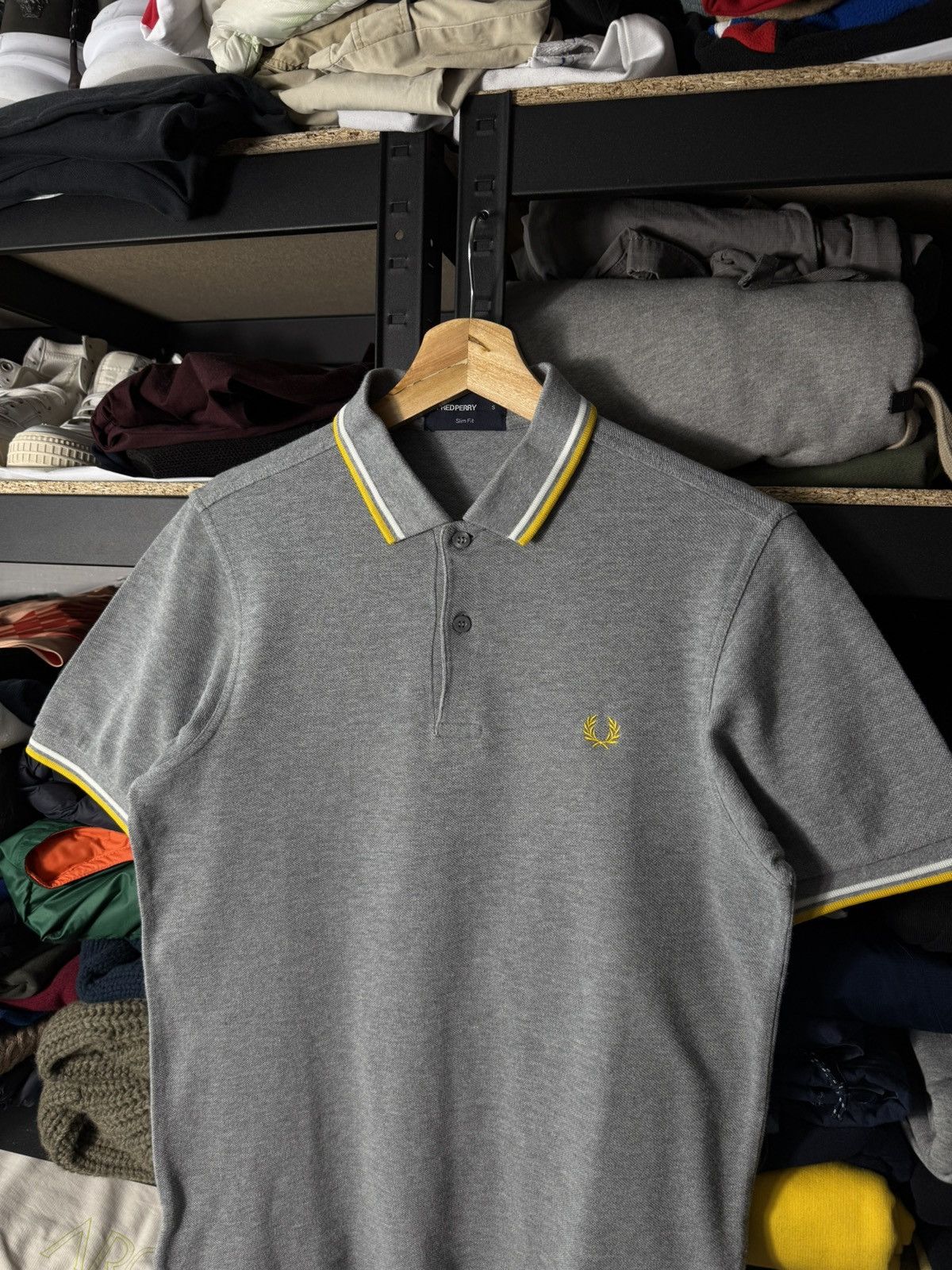 Fred Perry Fred Perry Twin Tipped Polo Shirt Grey Yellow Slim Fit Size US S / EU 44-46 / 1 - 2 Thumbnail