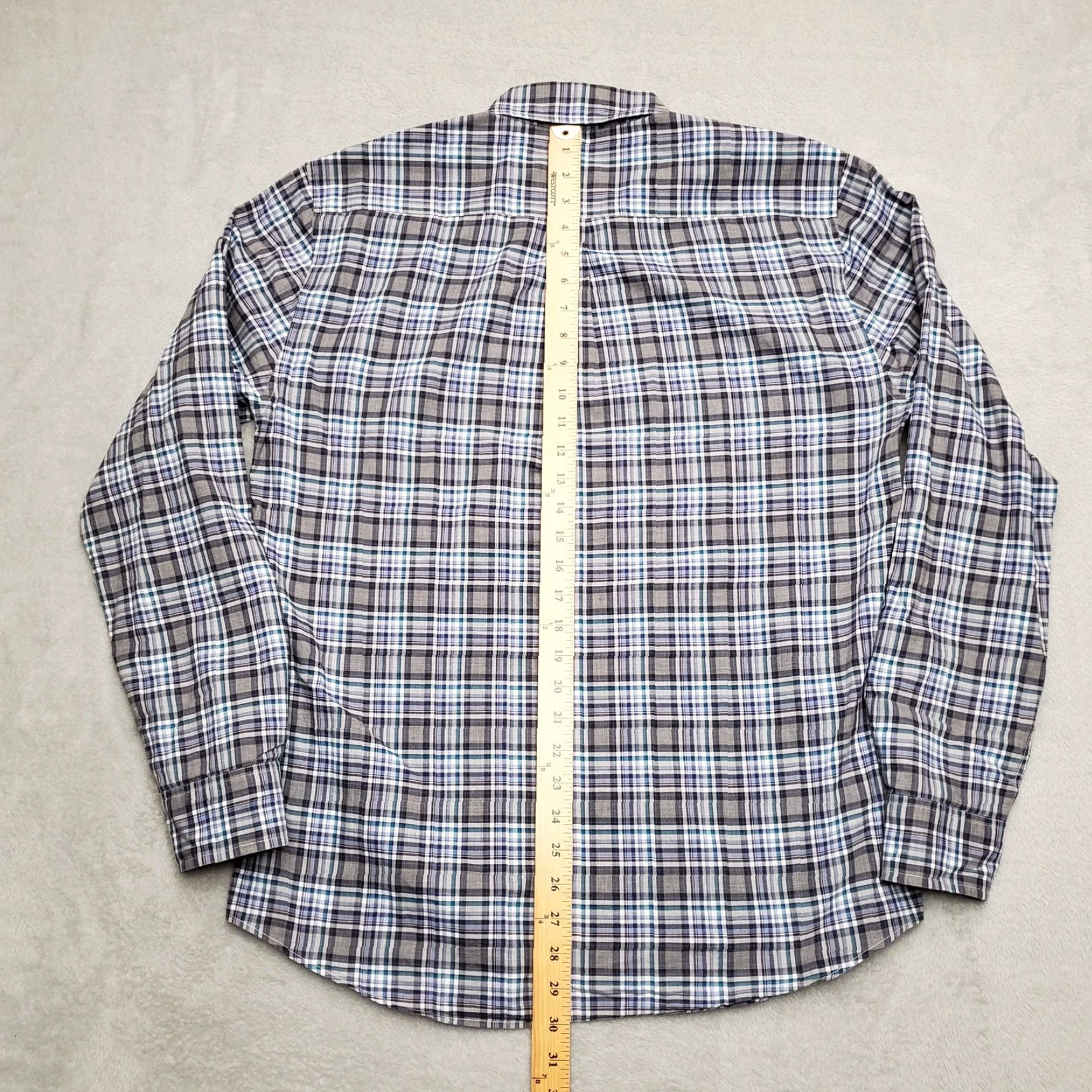 johnnie-O Johnnie-O Shirt Mens M Gray Blue Plaid 100% Cotton Long Sleeve Button-Up Casual Classic Size US M / EU 48-50 / 2 - 6 Thumbnail