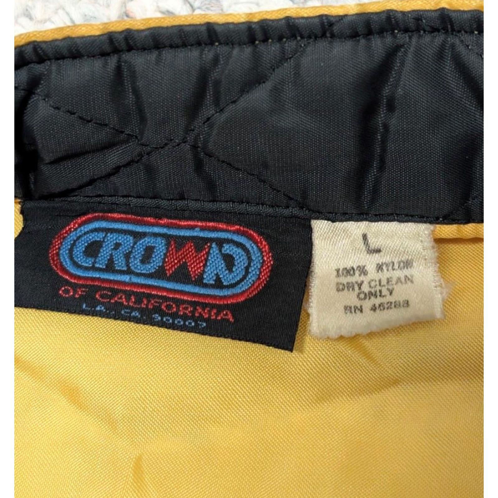 Vintage VINTAGE windbreaker Crown Jacket Mens L Satin Nylon Yellow striped Zip 1970s Car Racing Ford Cobra Shelby Streetwear Mens Size US L / EU 52-54 / 3 - 7 Thumbnail