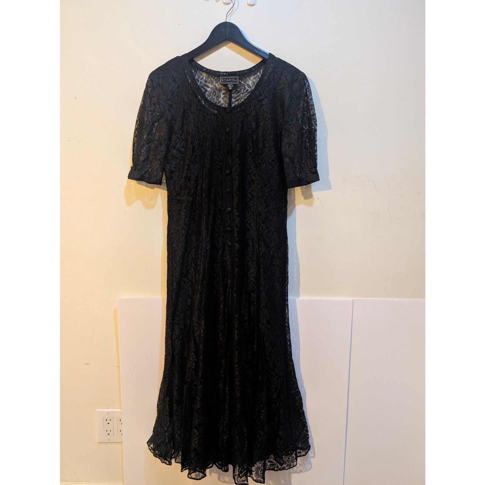Tarina Tarantino Vintage 1990s Starina Floral Lace Alt Midi Dress MD (AS IN) Size M / US 6-8 / IT 42-44 - 1 Thumbnail