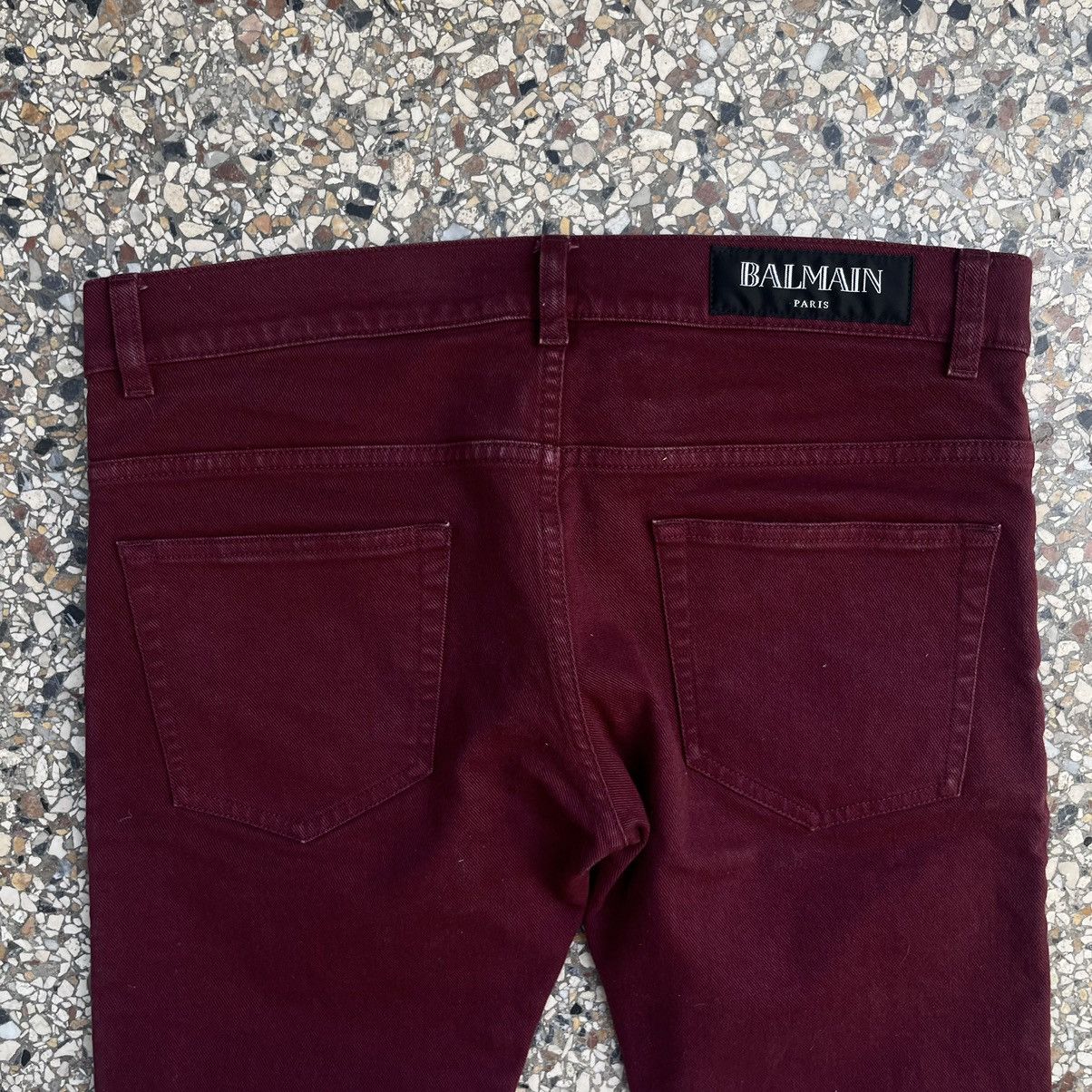 Balmain Balmain by Decarnin Striped Burgundy Jeans Size US 30 / EU 46 - 5 Thumbnail