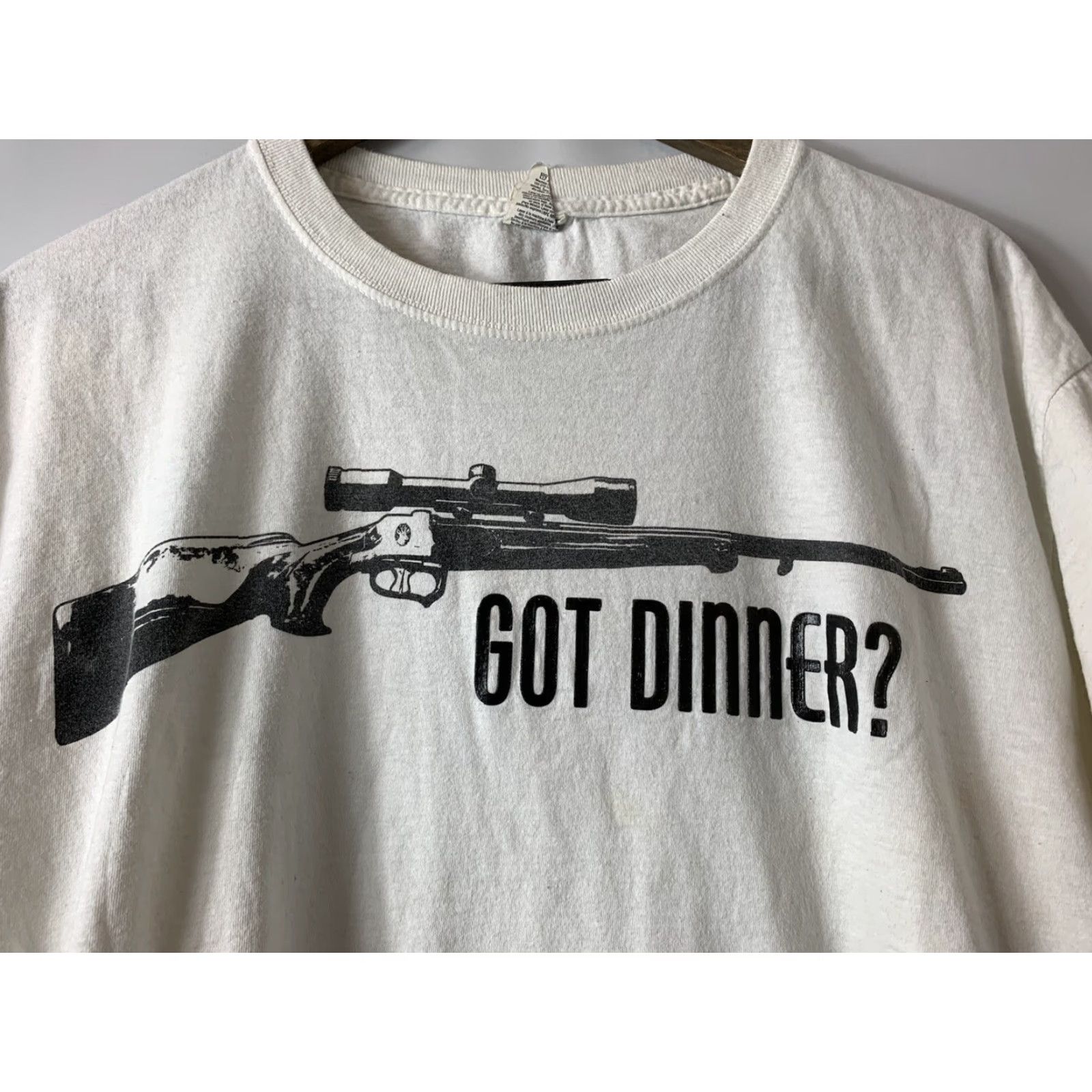 Jerzees VINTAGE Got Dinner? Hunting T Shirt White L Mens 90s USA Shirt Size US L / EU 52-54 / 3 - 3 Thumbnail