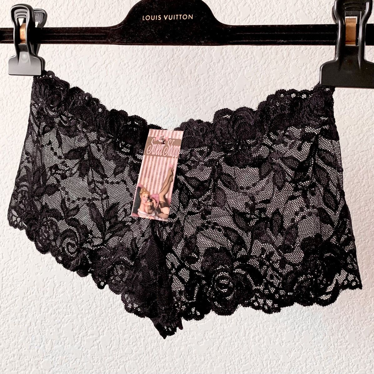 Lace Boy Short Brief Panty in Black, Women's