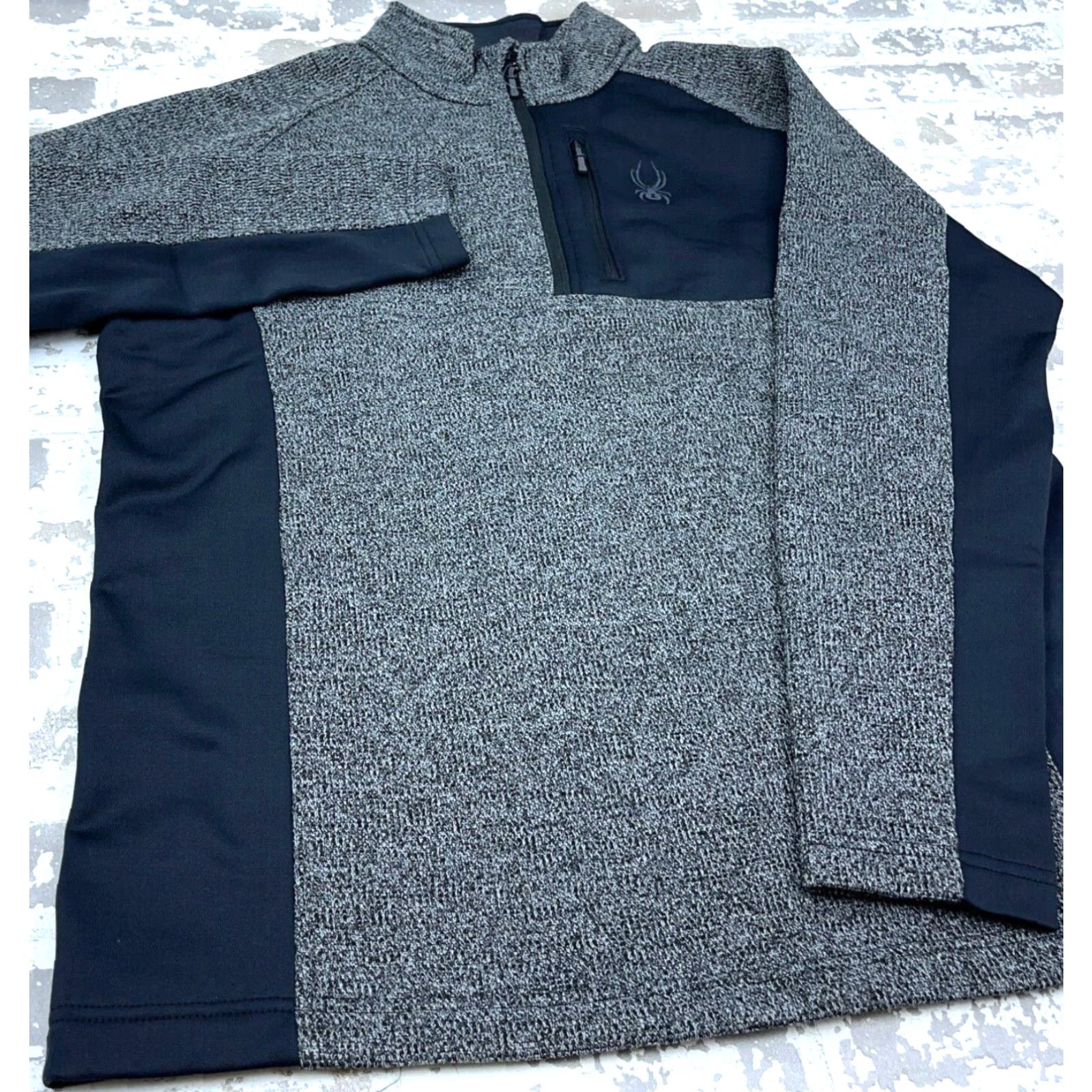 Spyder Spyder Jacket Men XL Gray Black Pullover Bomber Zip 1/4 Knit Logo Embroidered Lining Polyester All Seasons Regular Size US XL / EU 56 / 4 - 4 Thumbnail