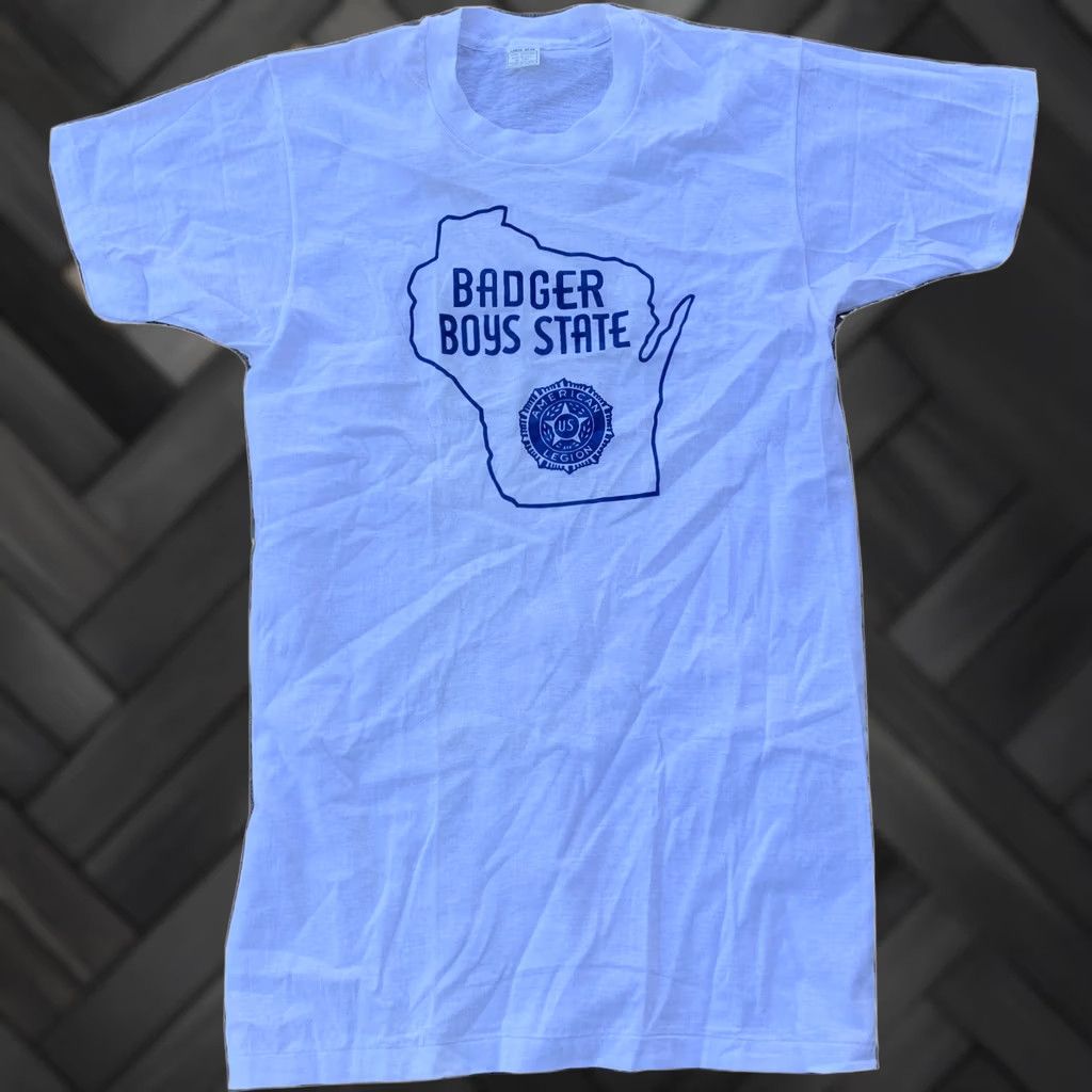 Vintage VINTAGE Badger Boys State American Legion US T Shirt Thin Single Stitch RN 13765 Mens L White 100% Cotton Short Sleeve Made in USA Size L Size US L / EU 52-54 / 3 - 1 Thumbnail