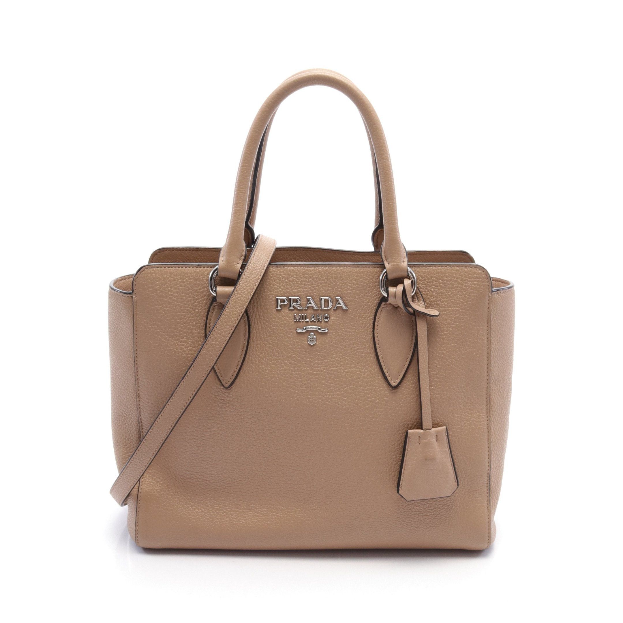 Prada Prada Vittelo Phenix Handbag Leather Beige Size ONE SIZE - 1 Thumbnail