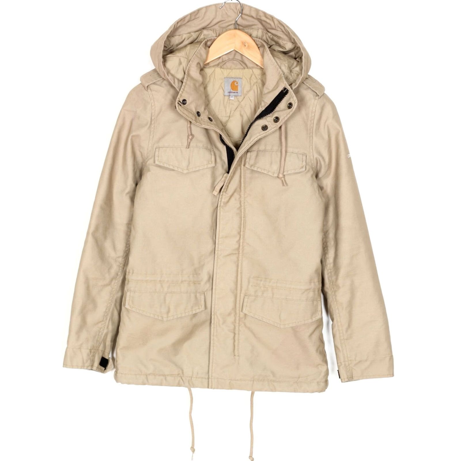 Carhartt VINTAGE Carhartt Hickman Coat Jacket Women XS Hooded Padded MJ5538 Beige Long Sleeve Regular Chest 27" Sleeve 18.5" 18.5" 2010s Size XS / US 0-2 / IT 36-38 - 2 Thumbnail