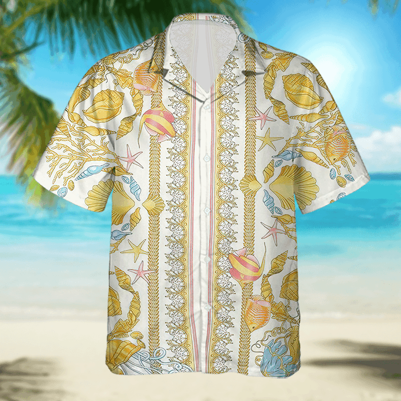 The Unbranded Brand Barocco Shirt, Baroque Print Short Sleeve Button Down Size US S / EU 44-46 / 1 - 1 Thumbnail