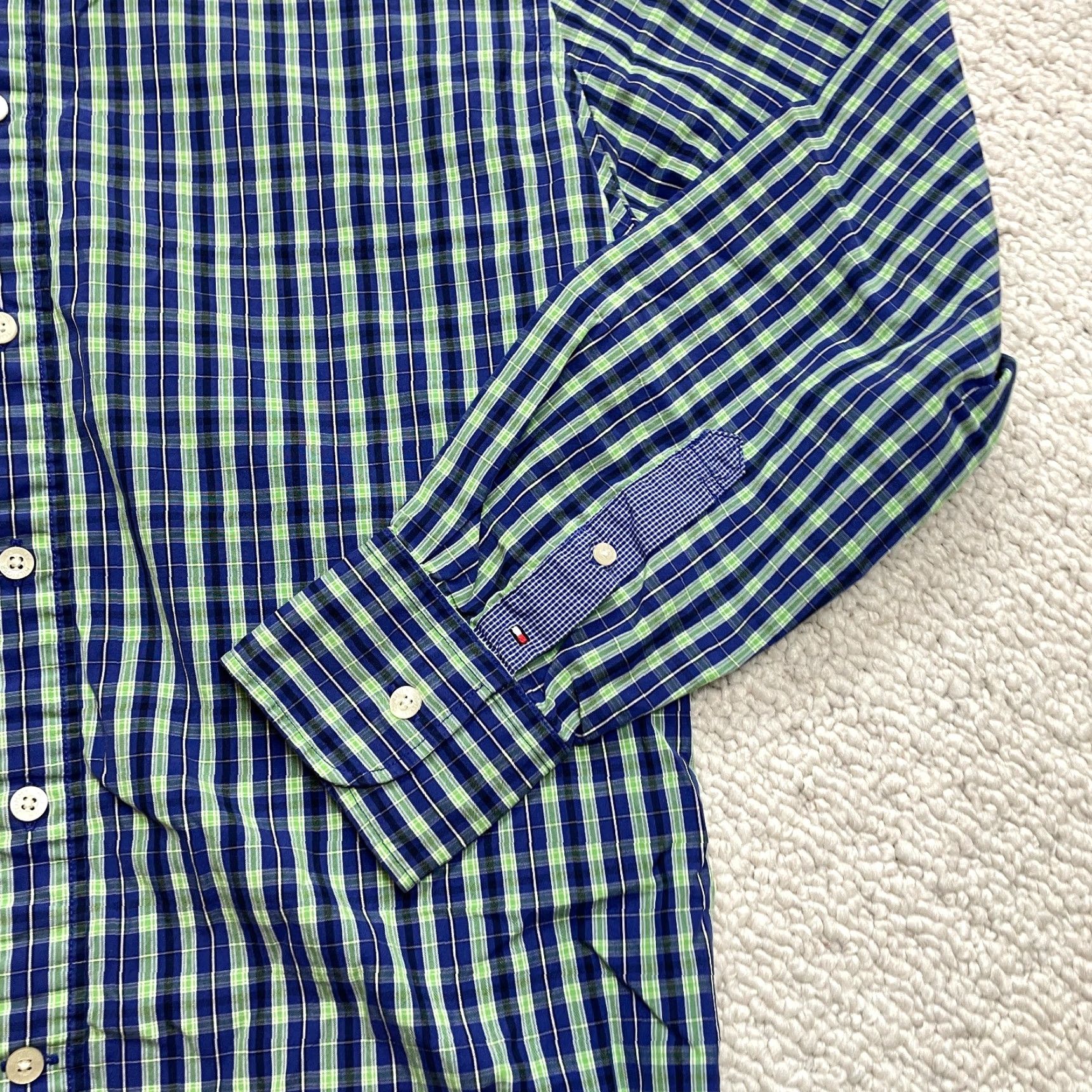 Tommy Hilfiger Tommy Hilfiger Button Down Shirt Mens Large Blue Plaid Slim Fit Long Sleeve Top Size US L / EU 52-54 / 3 - 2 Thumbnail