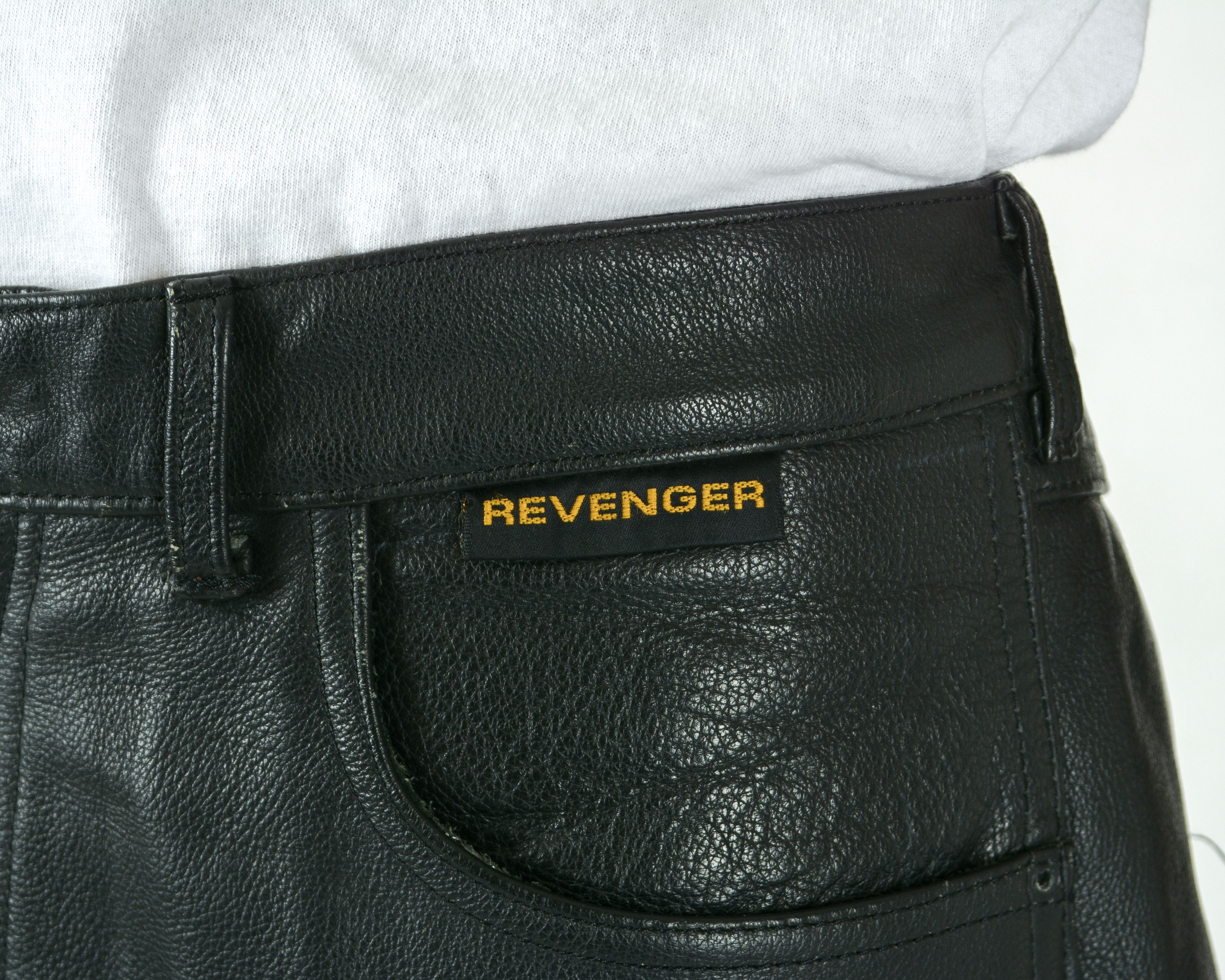Leather × Revenge × Vintage REVENGER W36 L32 Straight Leg Leather Pants Trousers Moto L Size US 36 / EU 52 - 3 Thumbnail