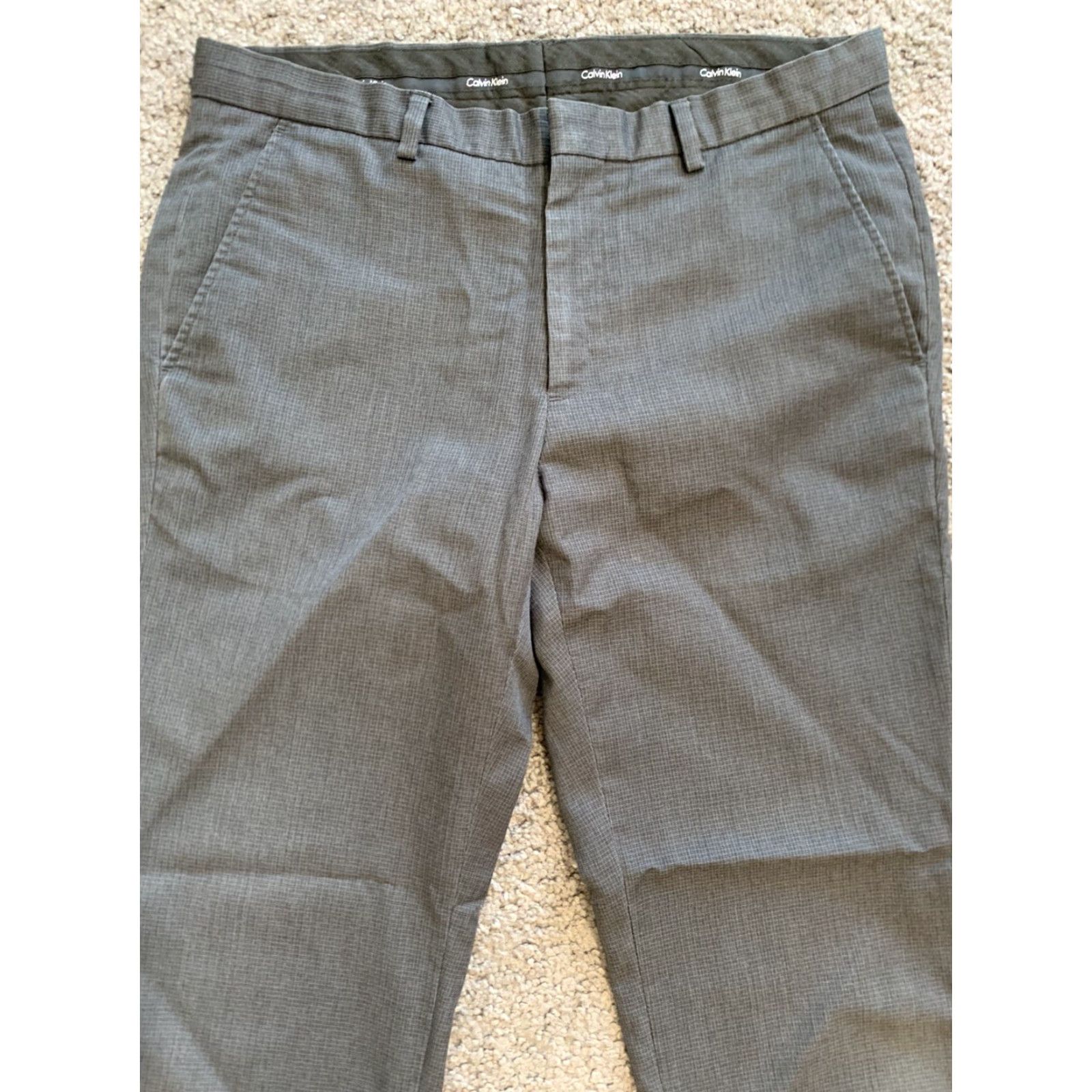 Calvin Klein Calvin Klein Dress Pants Mens 31X32 Black Check Plaid Flat Front Size US 31 - 2 Thumbnail