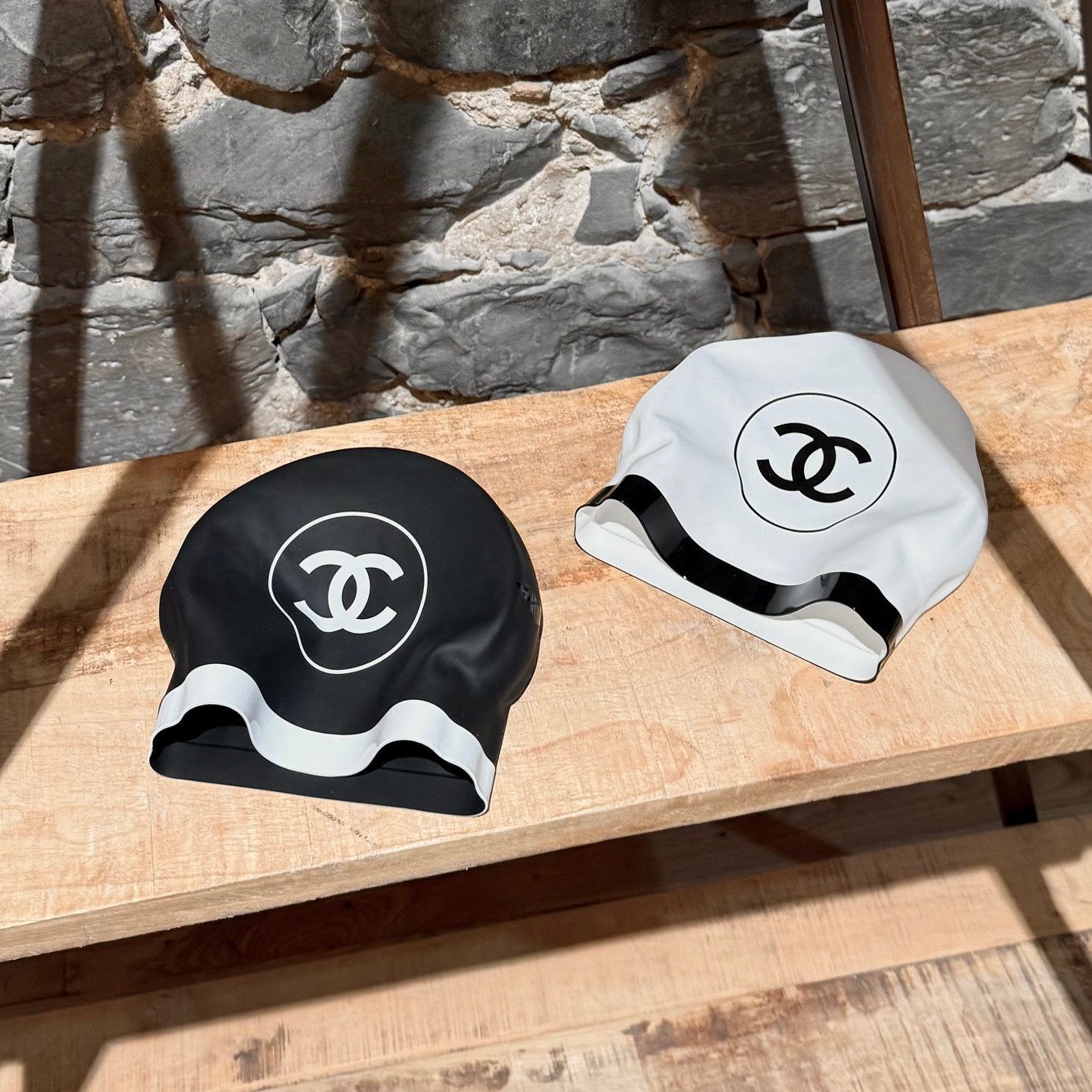 Chanel Chanel SS24 Set of 2 Black White CC Silicone Swim Caps Size ONE SIZE - 1 Thumbnail