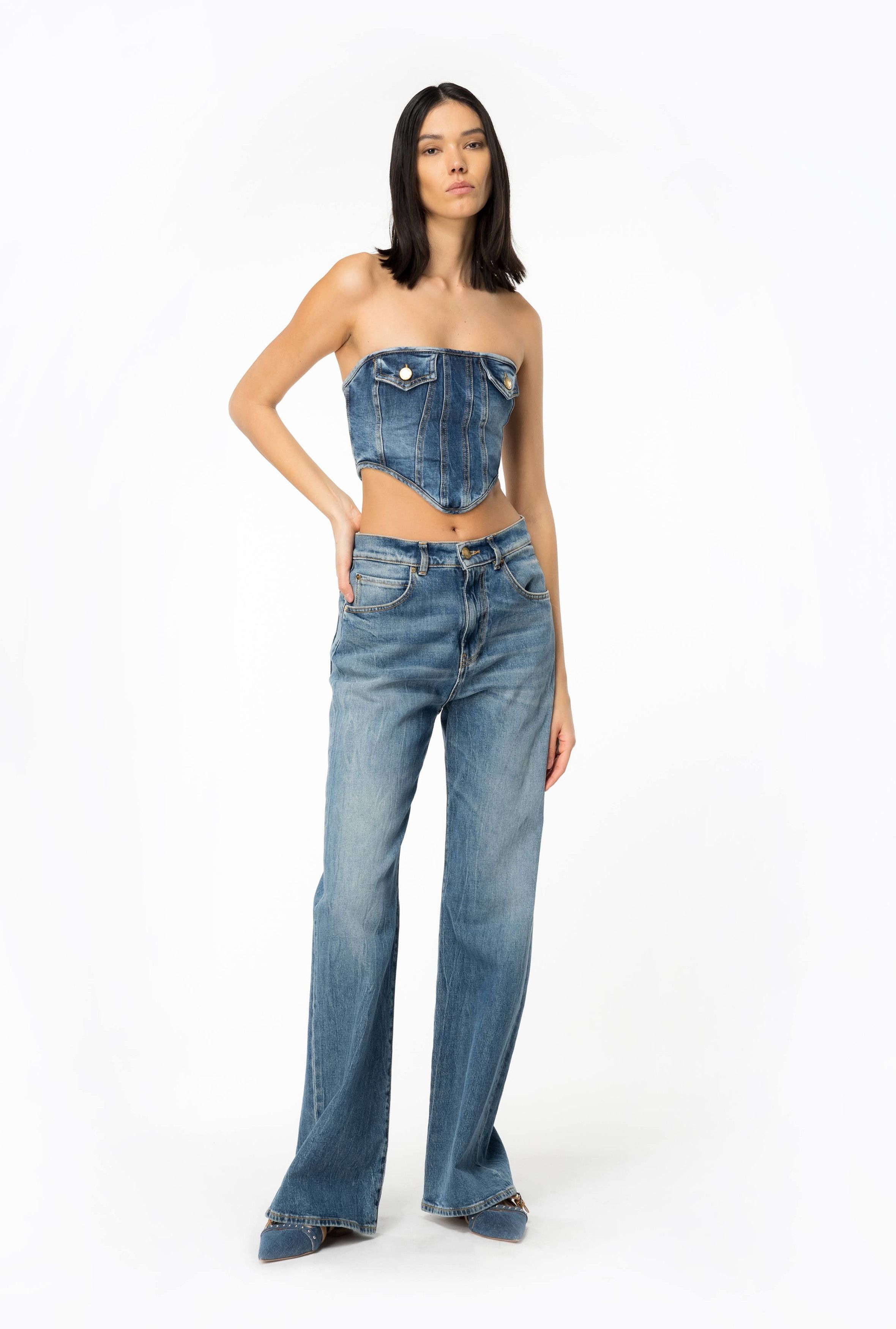 Pinko o1s22i1n0824 Wanda Wide Leg Loose Jeans in Blue Size 28" / US 6 / IT 42 - 4 Thumbnail