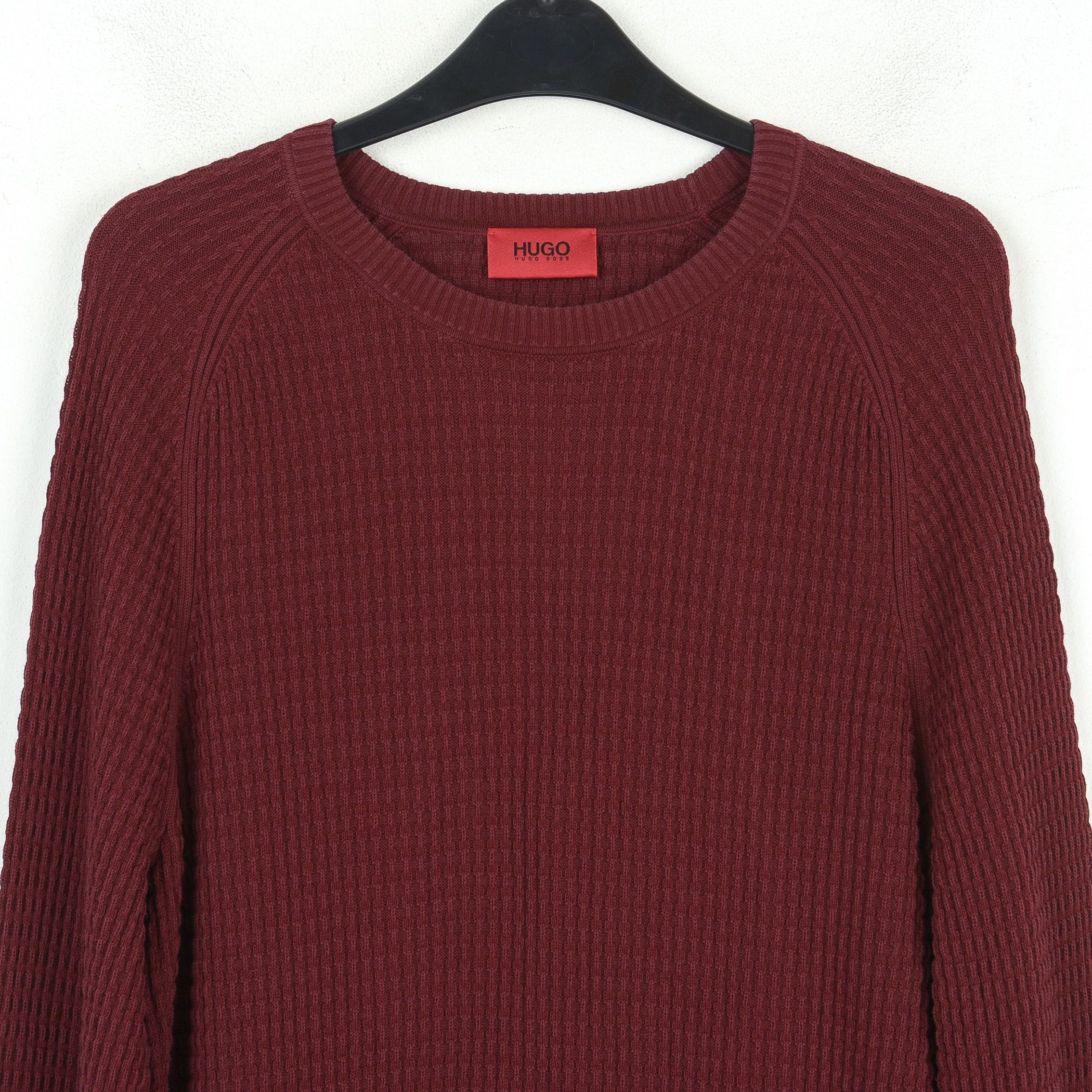Hugo Boss Men Waffle Knit Cotton Sweater Red Label Pullover Jumper Top Size US M / EU 48-50 / 2 - 2 Thumbnail