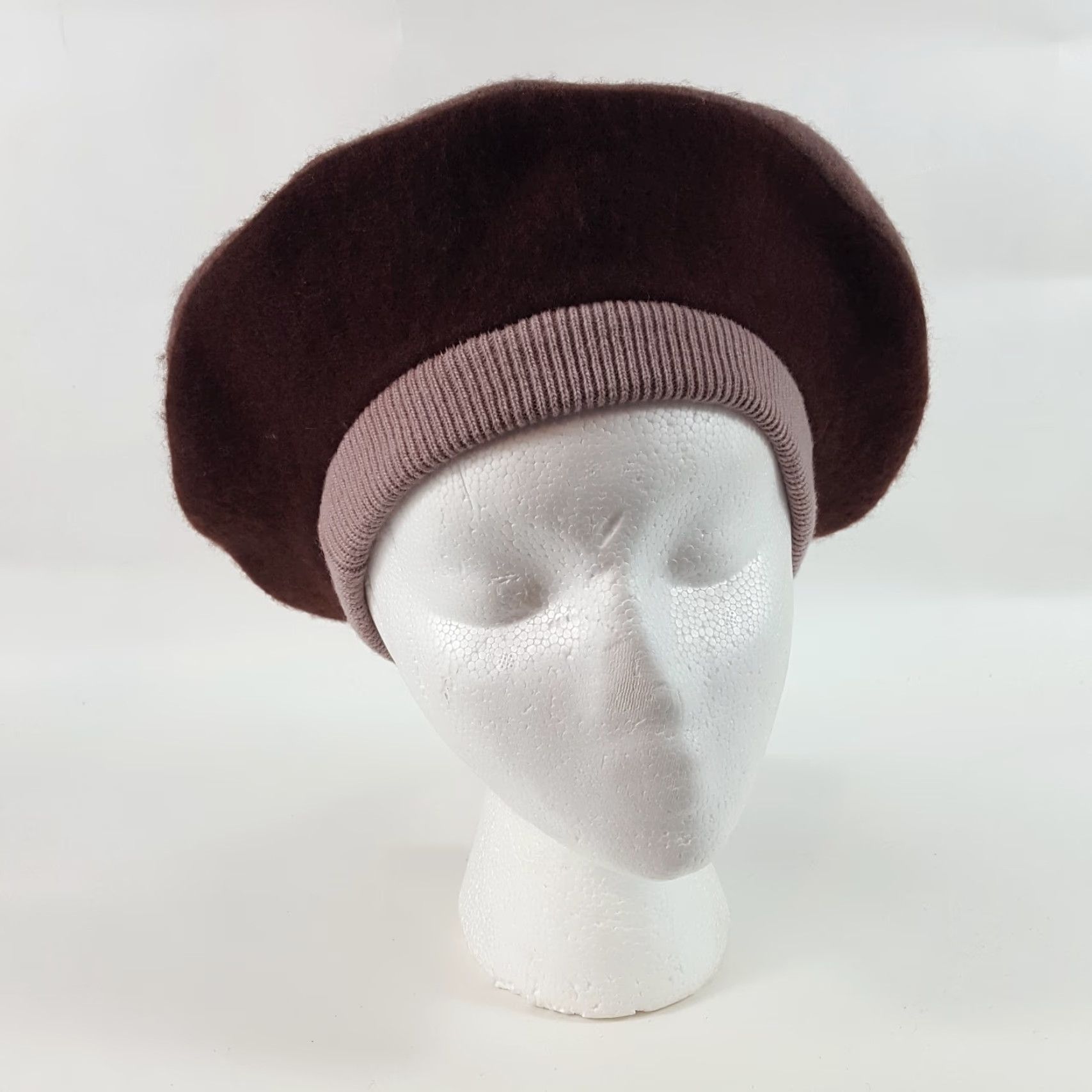 FELT VINTAGE Beige Felt Wool French Beret Winter Wool Hat Womens One Size Brown 80s 90s Boho Retro French Beret Mens Womens Girls Boys Size ONE SIZE - 6 Thumbnail