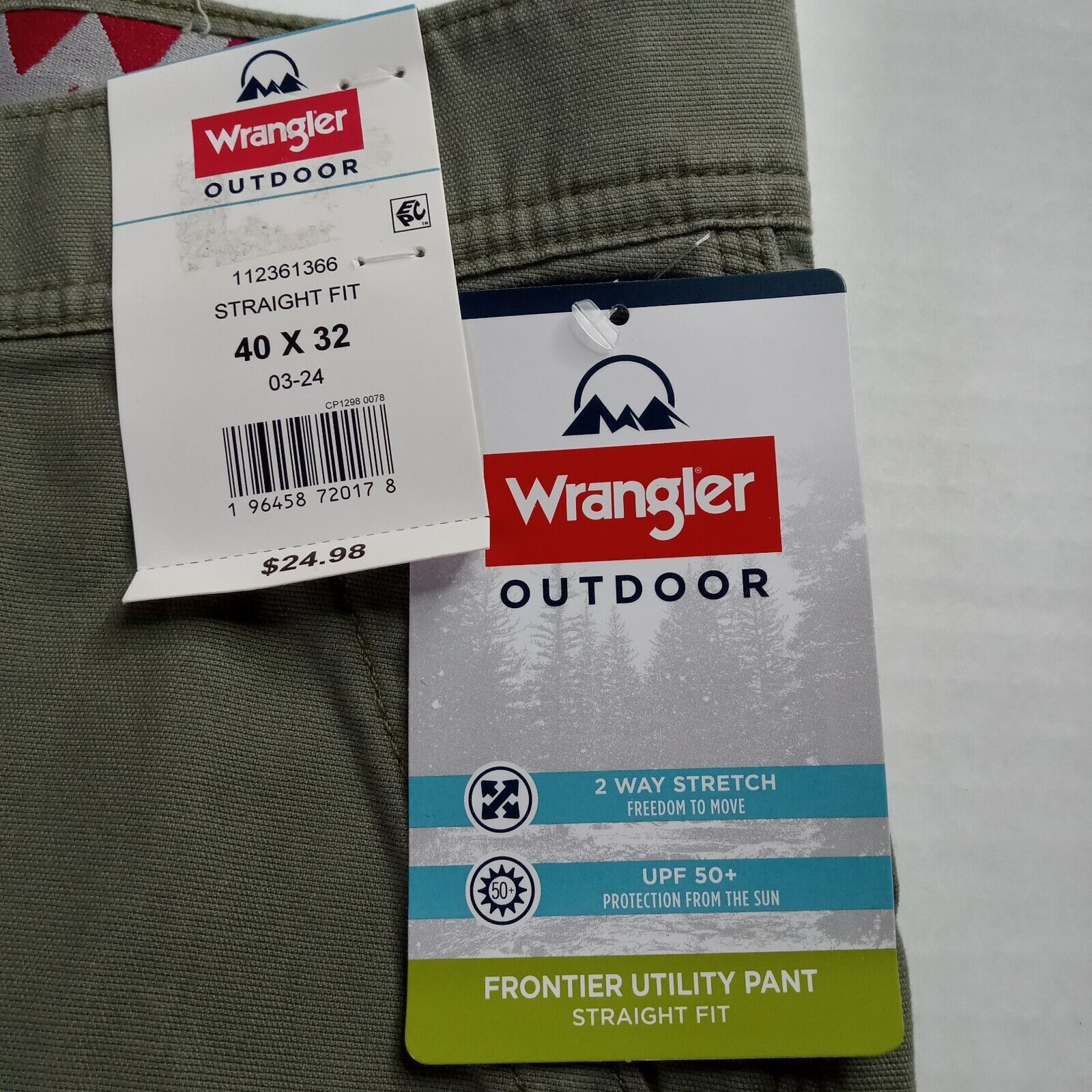 Wrangler Wrangler Outdoor Utility Pants Mens 40x32 Green Straight Fit Size US 40 / EU 56 - 4 Thumbnail
