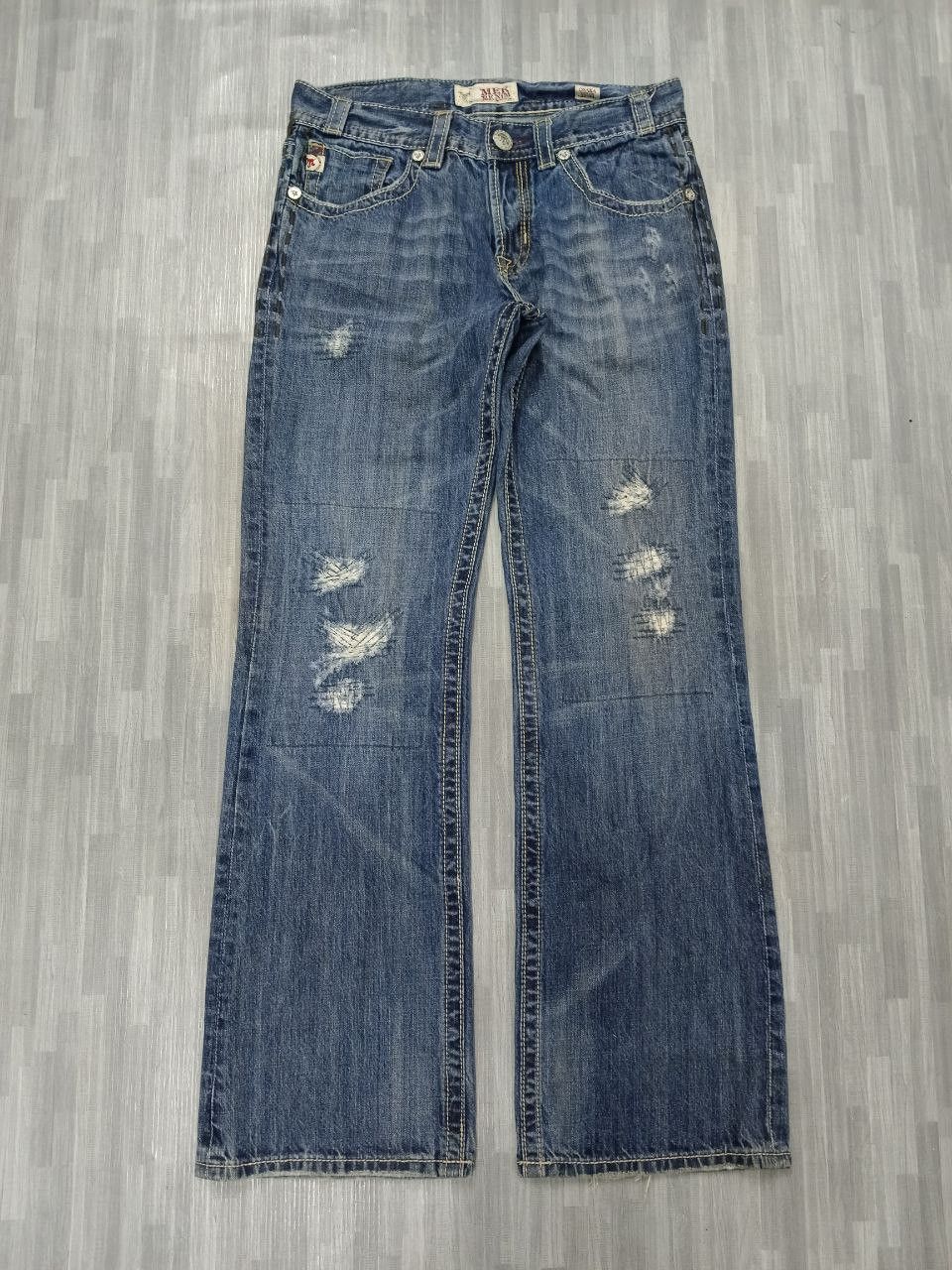 Japanese Brand FLARE SICK PACTHWORK MEK DENIM Size US 32 / EU 48 - 2 Thumbnail