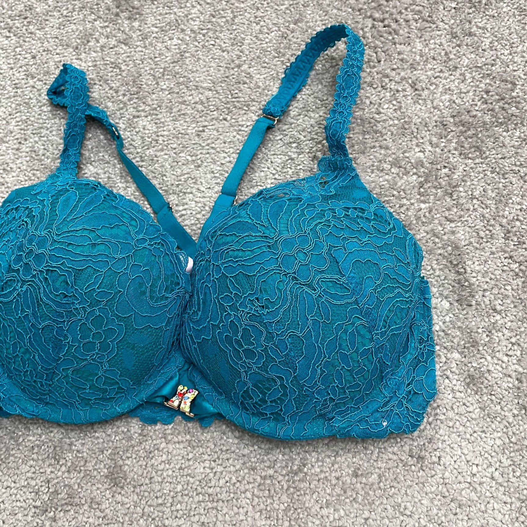 Vintage Salvage X Fenty Underwired Lace Bra Womens 34DD Blue Padded Adjustable Strap Size ONE SIZE - 3 Thumbnail