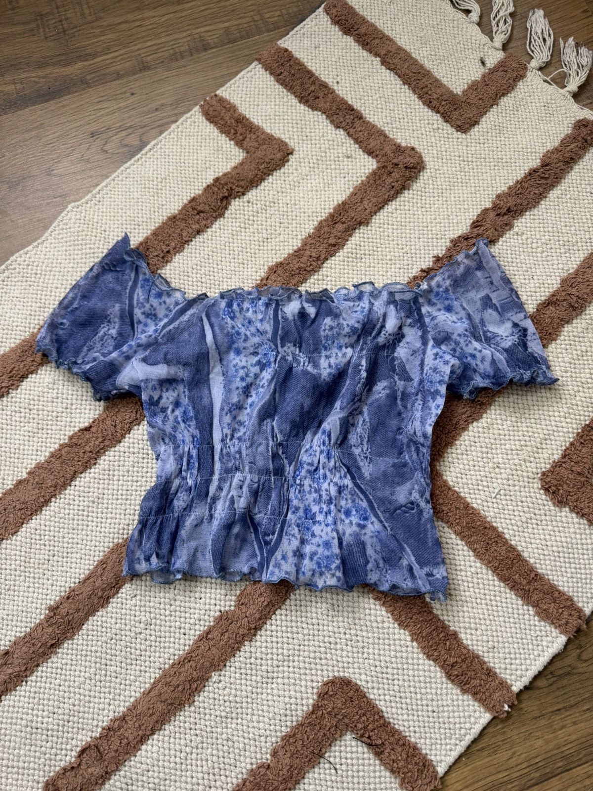 Vintage VINTAGE PRINTED MESH OFF SHOULDERS TANK TOP Size S / US 4 / IT 40 - 2 Thumbnail
