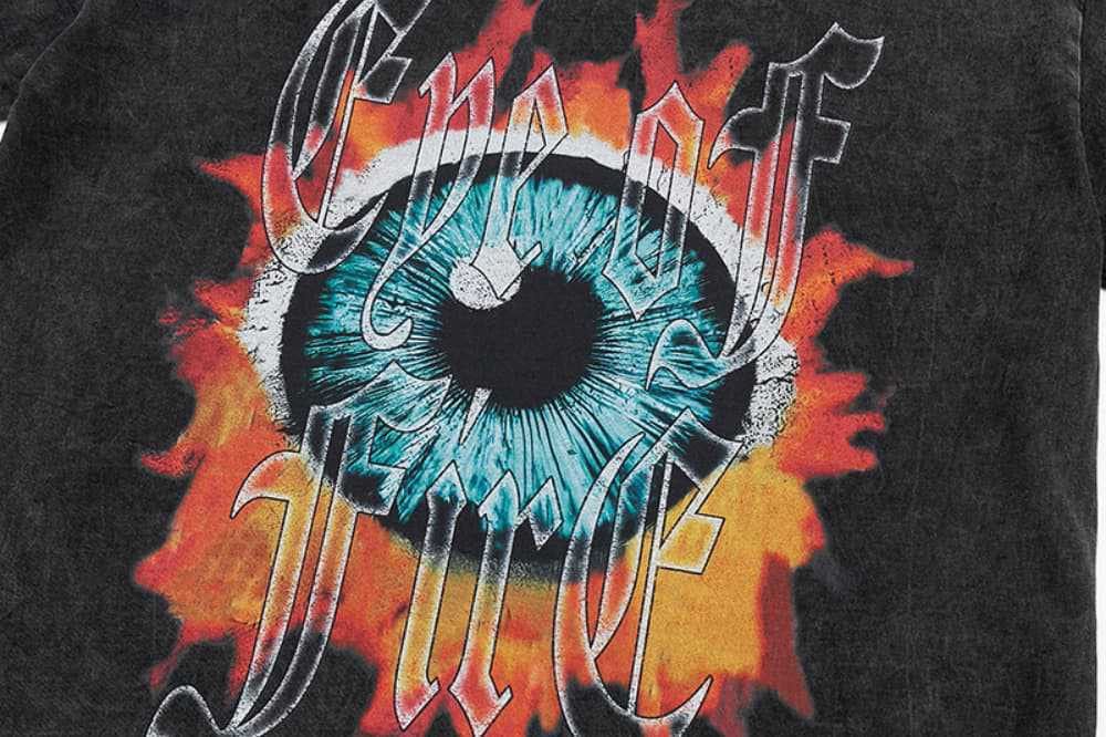 Japanese Brand × Vintage Creative eye flame print distressed washed tee Size US L / EU 52-54 / 3 - 4 Thumbnail