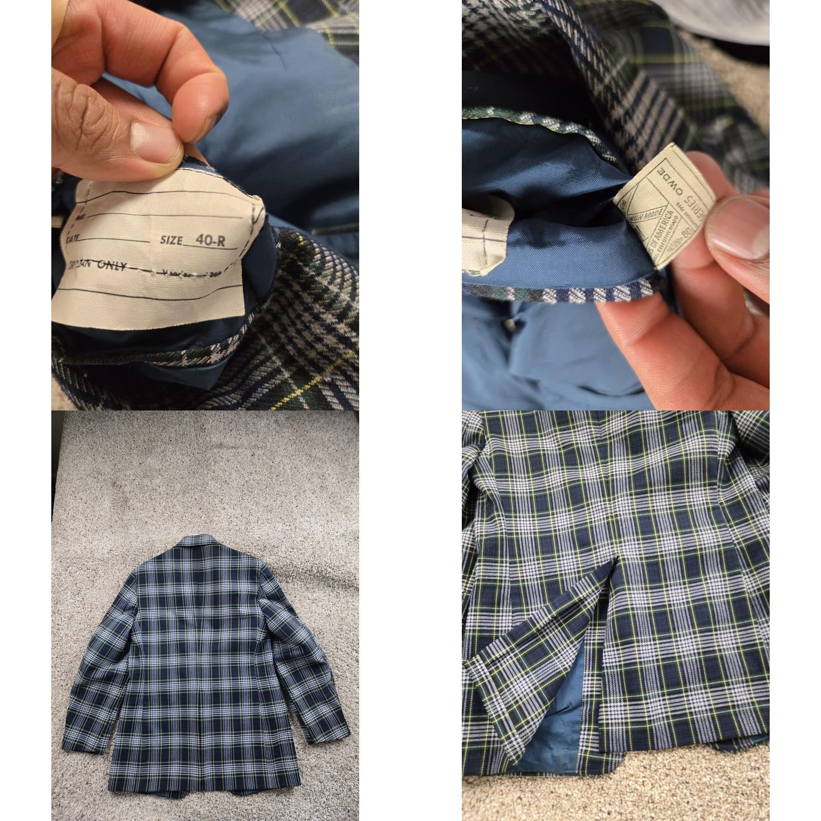 Vintage VINTAGE Towncraft Blazer Mens 40R Blue Plaid Check Sport Coat Jacket 70s Size 40R - 8 Thumbnail