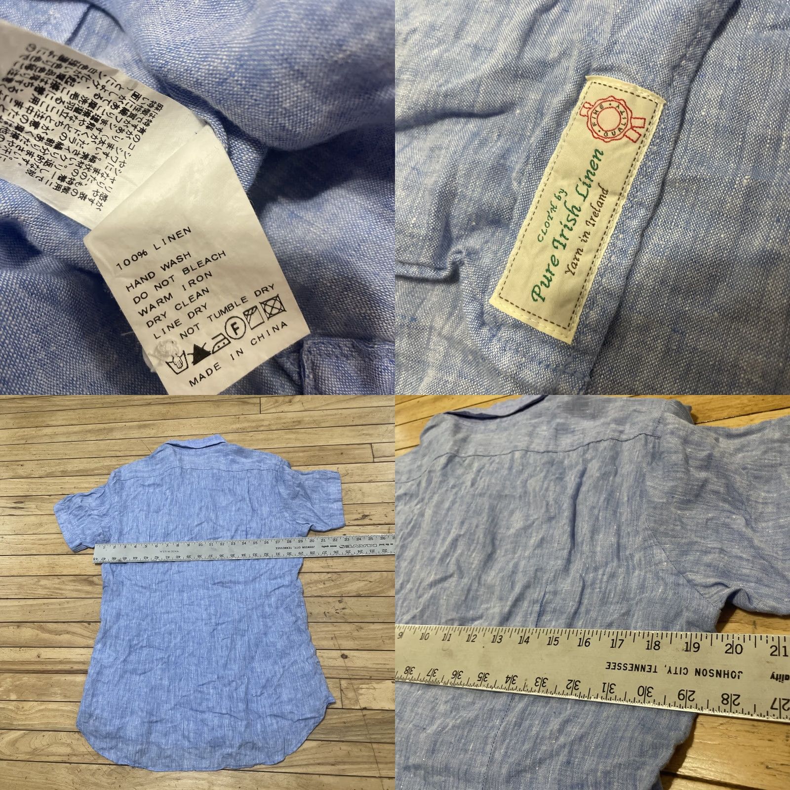 Vintage Simplicite Button-Up Shirt Men 40 Blue Linen Short Sleeve Casual Beach Nautical 90s Vintage Women? No Women. Mens Regular White? Wait. Size US M / EU 48-50 / 2 - 8 Thumbnail