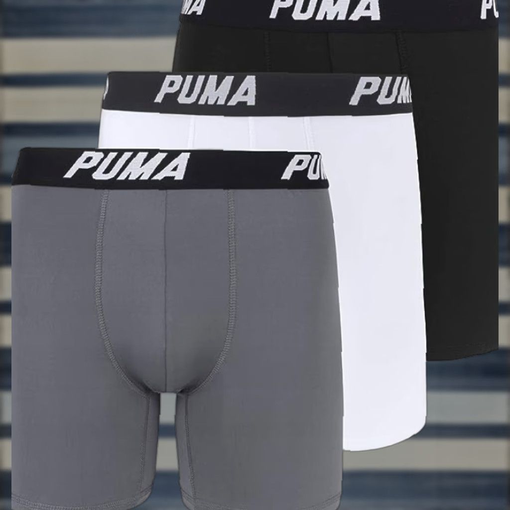 Puma PUMA Mens 3 Pack Performance Boxer Briefs Shirt Boxer Briefs Black Grey Small US Mens Size 36R - 1 Thumbnail