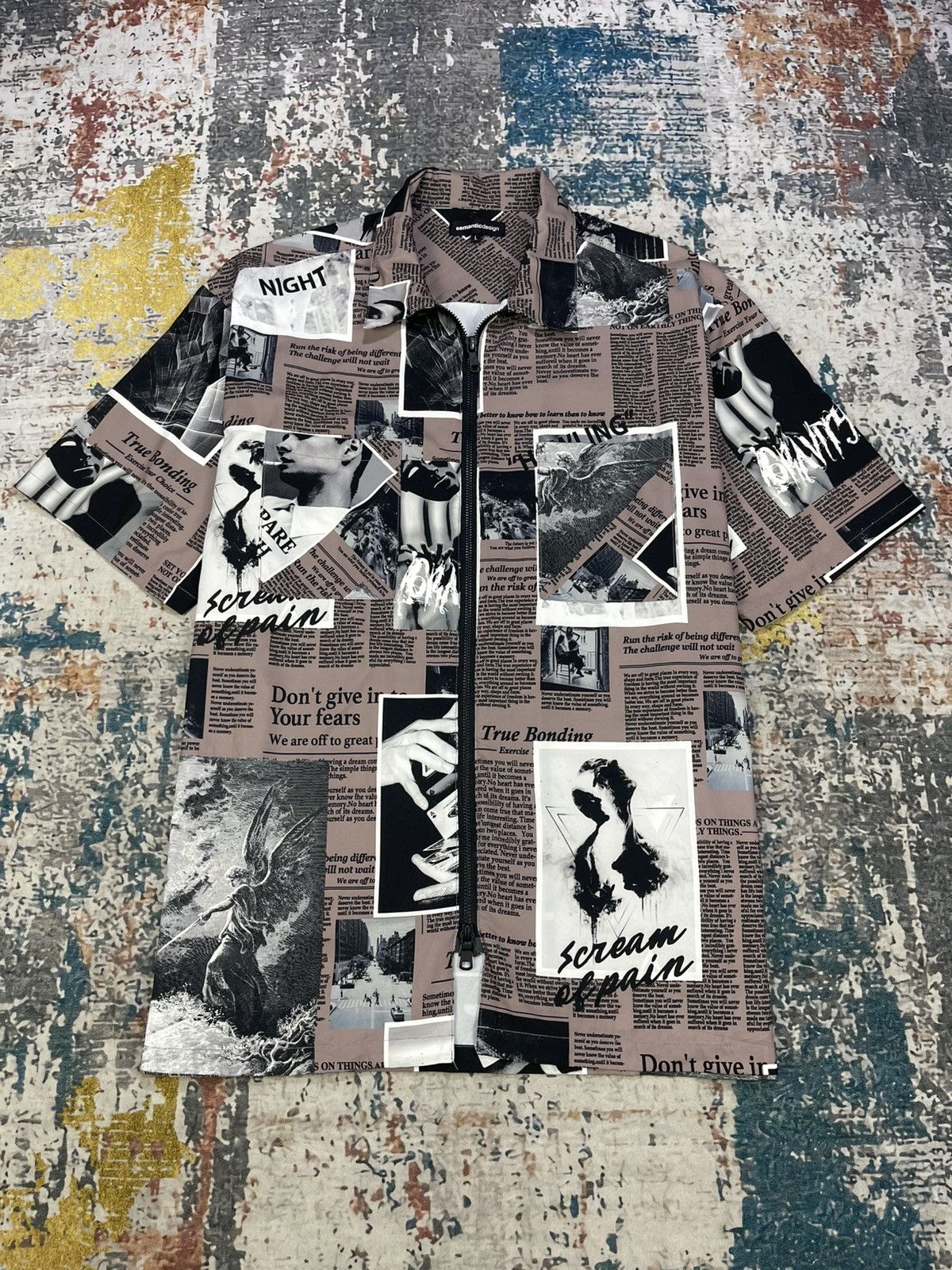 semanticdesign Semantic Design Magazine Print Zip Up Shirt Size US L / EU 52-54 / 3 - 2 Thumbnail