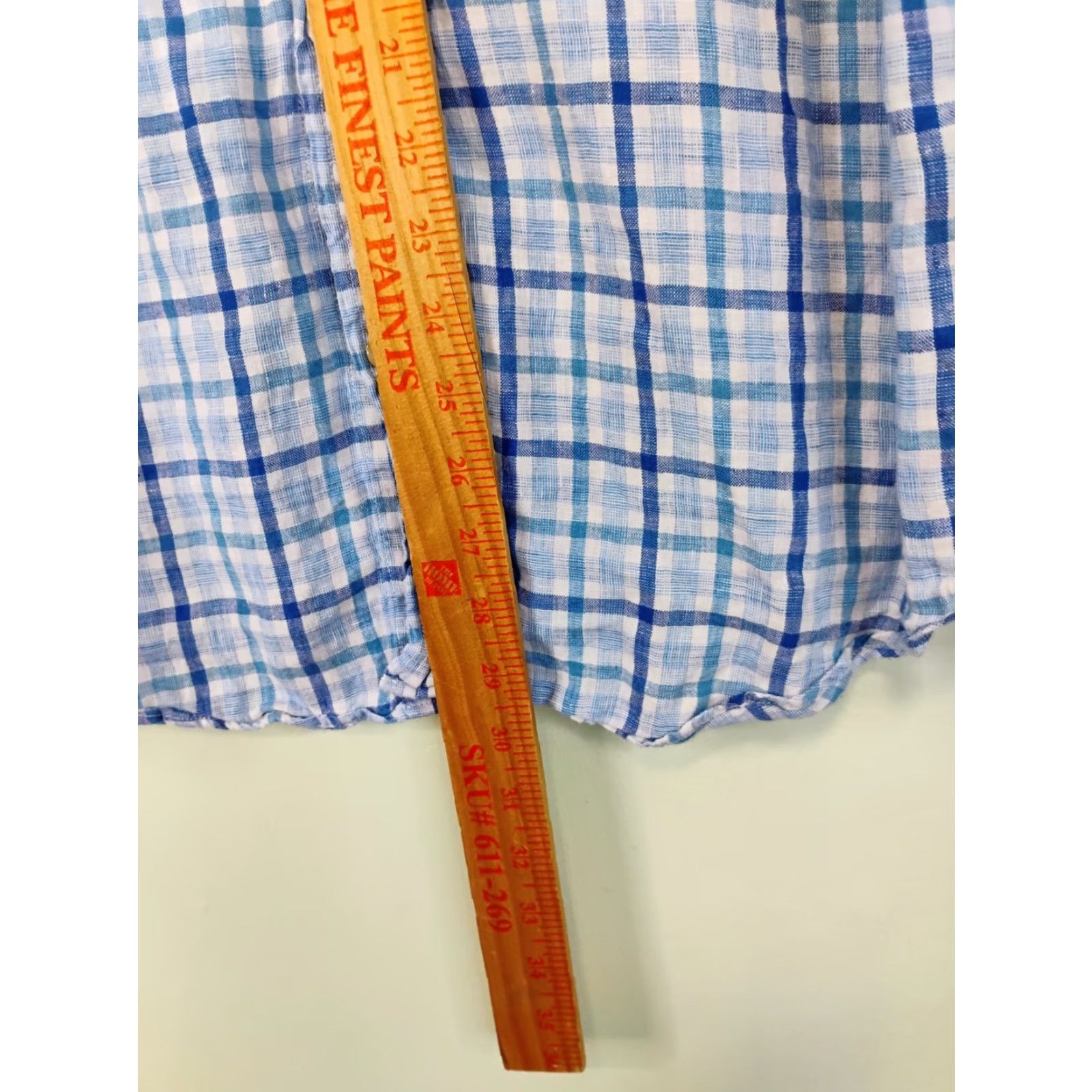 Banana Republic Banana Republic Plaid Shirt Mens M Linen Long Sleeve Button-Up Blues 100% Linen Camden M Button-Up Mens Size US M / EU 48-50 / 2 - 5 Thumbnail