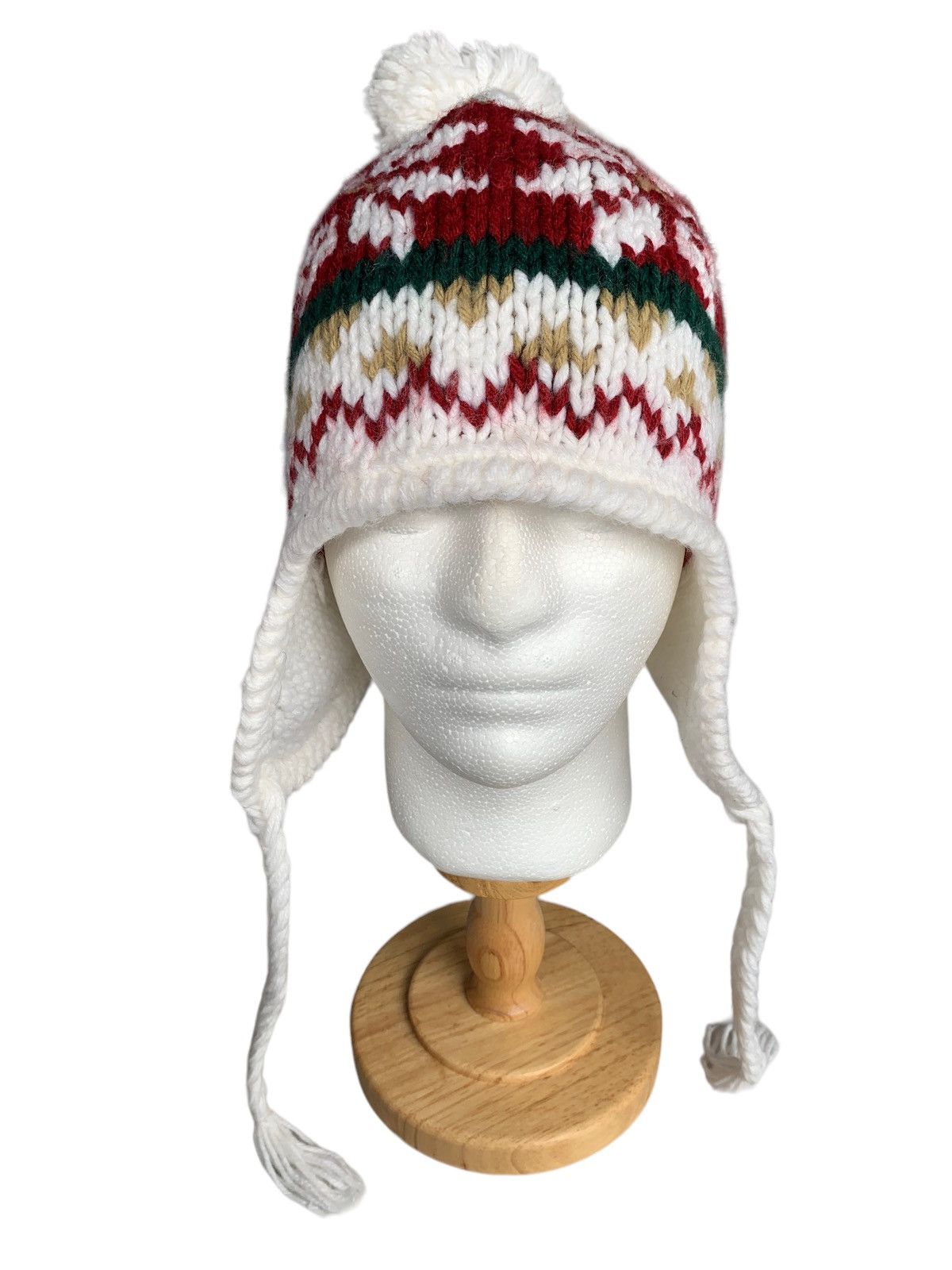 Japanese Brand Earflap Multicolour Crochet Knit Beanie Hats Size ONE SIZE - 2 Thumbnail