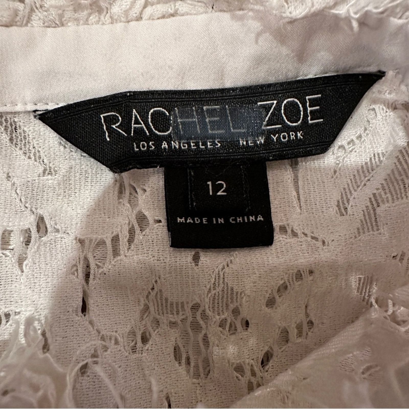 Rachel Zoe RTR Rachel Zoe Jamie White Floral Lace Mock Neck Top Sz 12 Size XL / US 12-14 / IT 48-50 - 6 Thumbnail