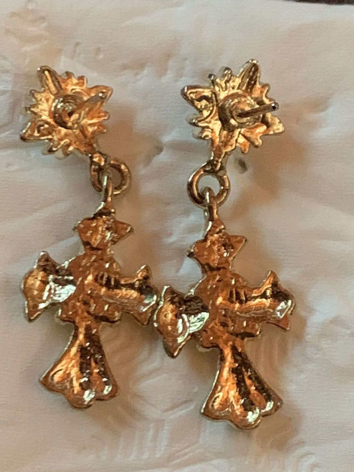 Jewelry × Vintage *RARE* Vintage 80’s Gothic Baroque Cross Dangle Earrings Size ONE SIZE - 5 Thumbnail