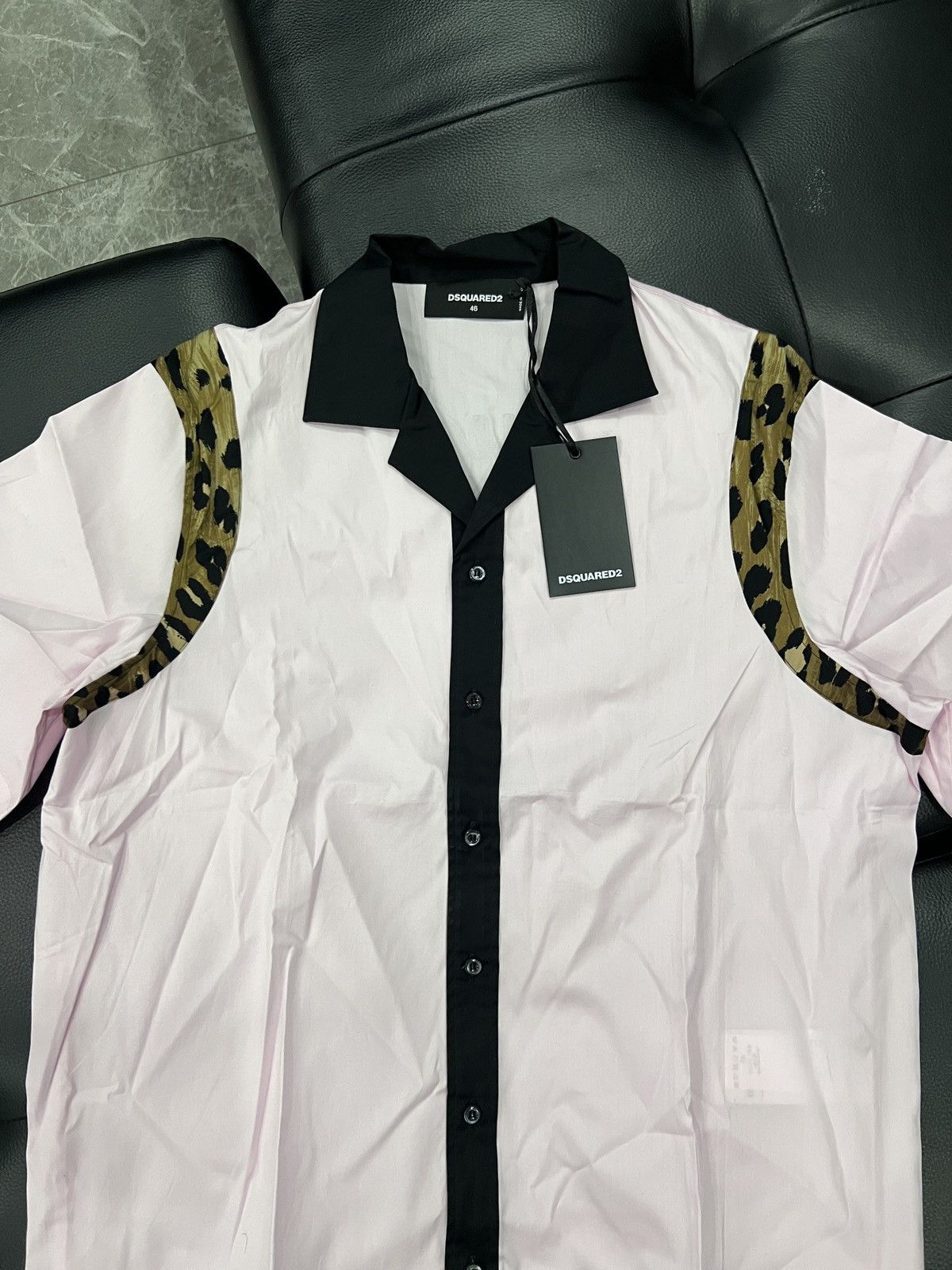 Dsquared2 Dsquared2 2018 Pink Leopard Panel Bowling Shirt Size US S / EU 44-46 / 1 - 3 Thumbnail