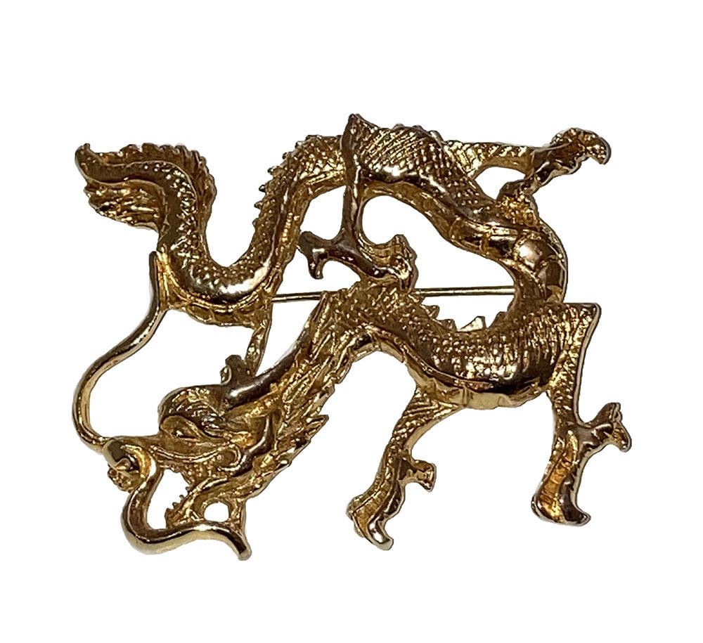Designer Vogue Jewelry Gold Plated Chinese Dragon Pin Size ONE SIZE - 1 Thumbnail
