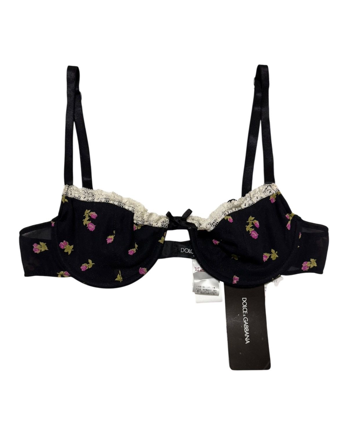 Dolce & Gabbana DOLCE&GABBANA F/W 2001 Floral Lace Trim Balconette Bra Top Size ONE SIZE - 1 Thumbnail