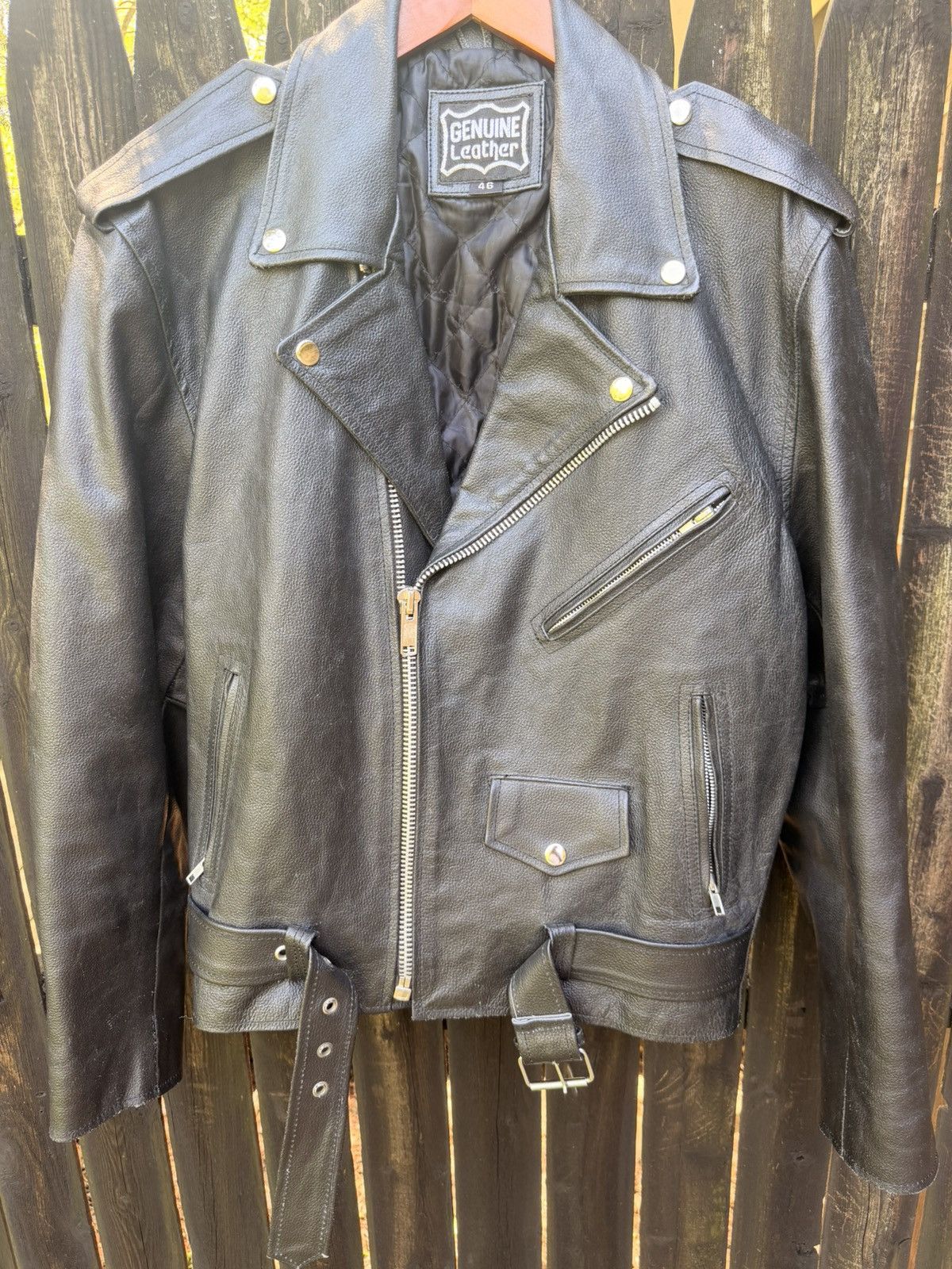 Band Tees VTG Genuine Leather Jacket With Belt & Zippers Size US L / EU 52-54 / 3 - 7 Thumbnail