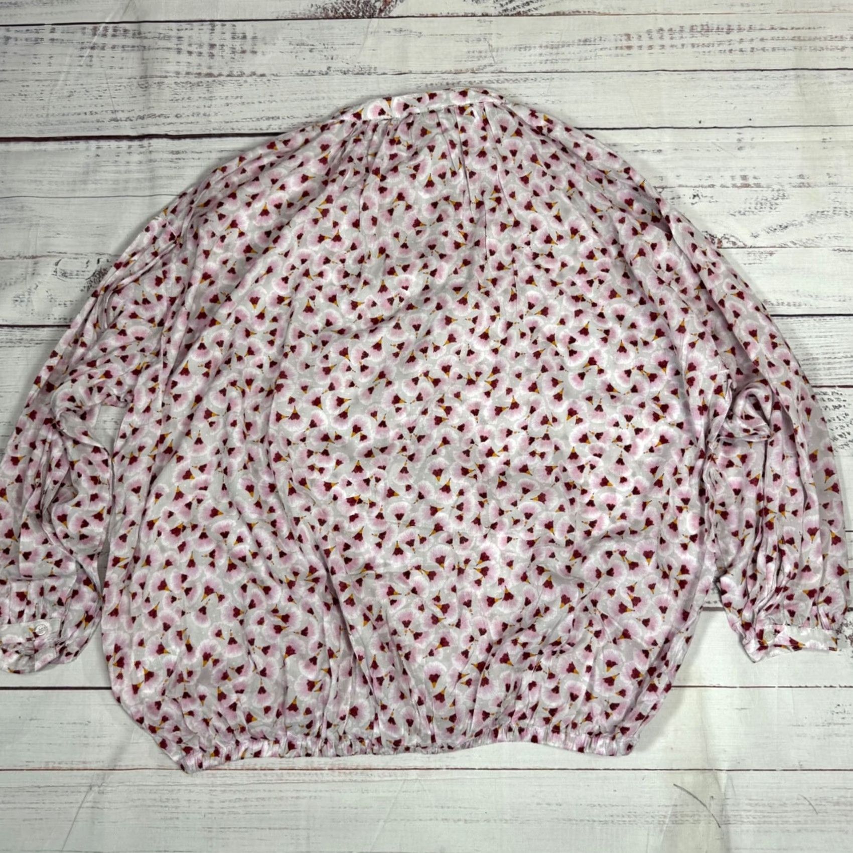 H&M Anna Glover X H&M Blouse Womens Long Sleeve Button Front Sz 6 Gray/Pink Lyocell Size M / US 6-8 / IT 42-44 - 5 Thumbnail