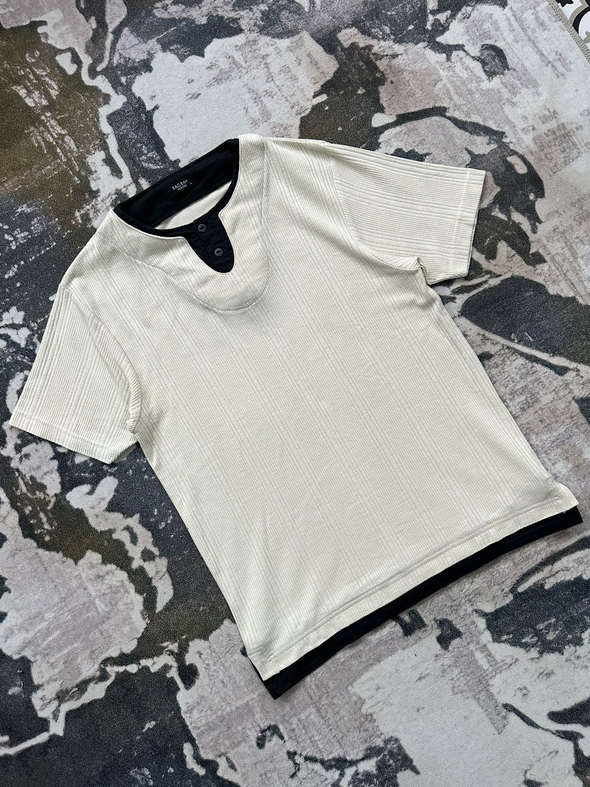 Yohji Yamamoto 1990s YSACSNY Y'saccs half button tee Size US L / EU 52-54 / 3 - 2 Thumbnail