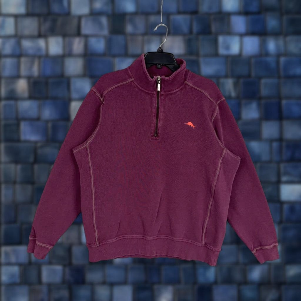 Tommy Bahama Tommy Bahama Sweater Mens Large Purple Quarter Zip Cotton Pullover Casual Dad Size US L / EU 52-54 / 3 - 1 Thumbnail