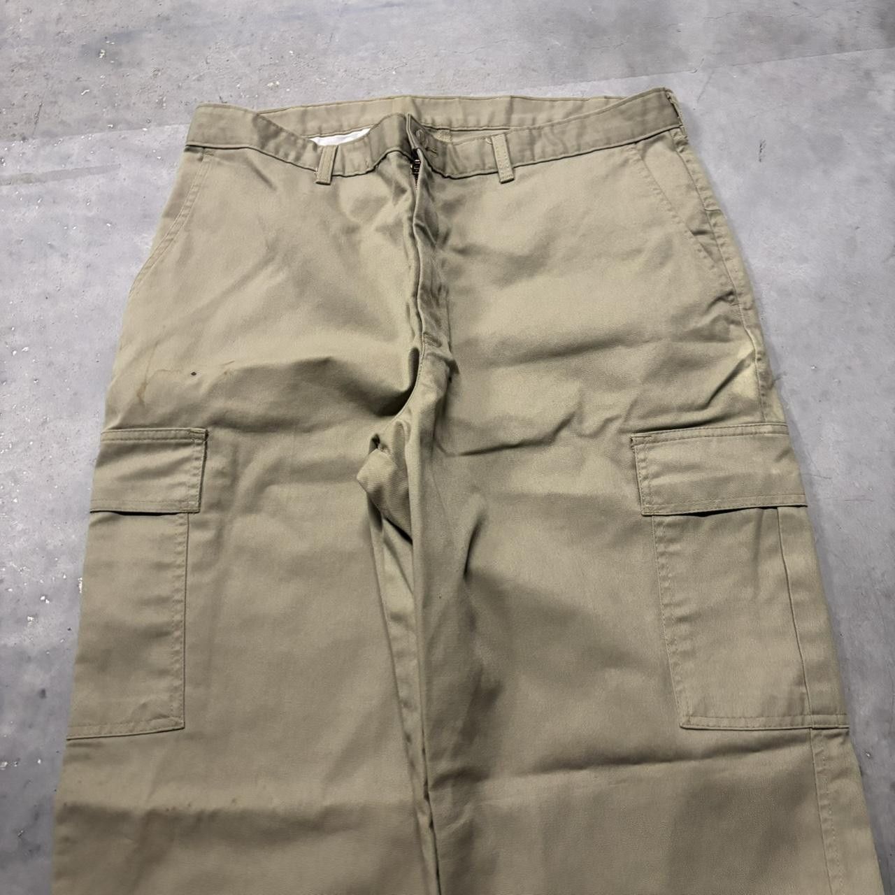 Japanese Brand × Vintage Crazy Vintage Y2K/2000s Baggy Khaki Tan Skater Workwear Cargo Pants! Size US 33 - 5 Thumbnail
