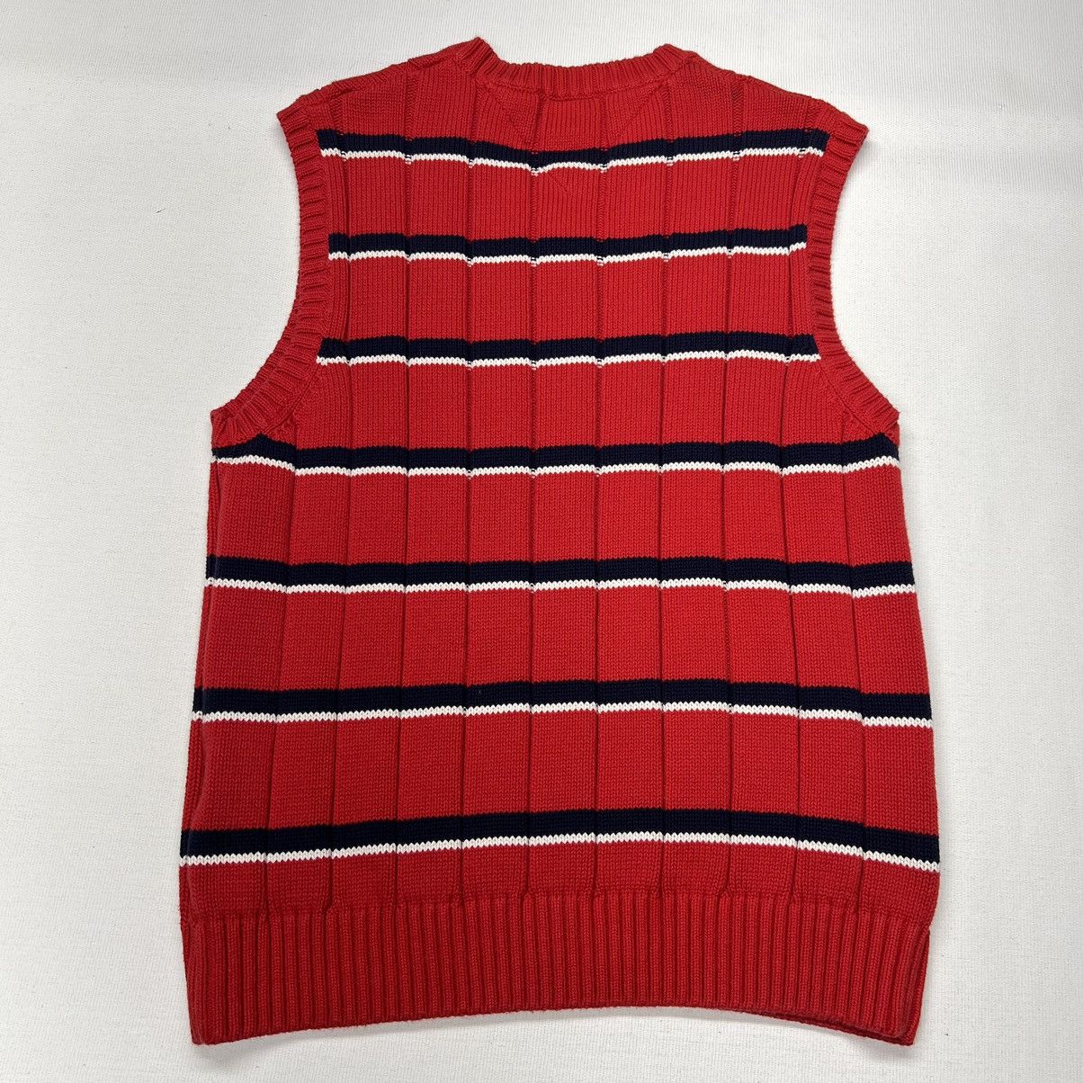 Tommy Hilfiger × Vintage VTG Tommy Hilfiger Sweater Vest Red Striped V-Neck Knit Size US M / EU 48-50 / 2 - 7 Thumbnail