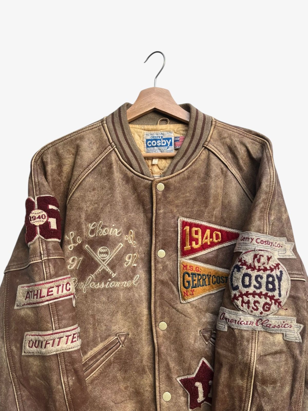 Genuine Leather Vintage Iconic Gerry Cosby New York Leather Stadium Jacket Size US XS / EU 42 / 0 - 5 Thumbnail