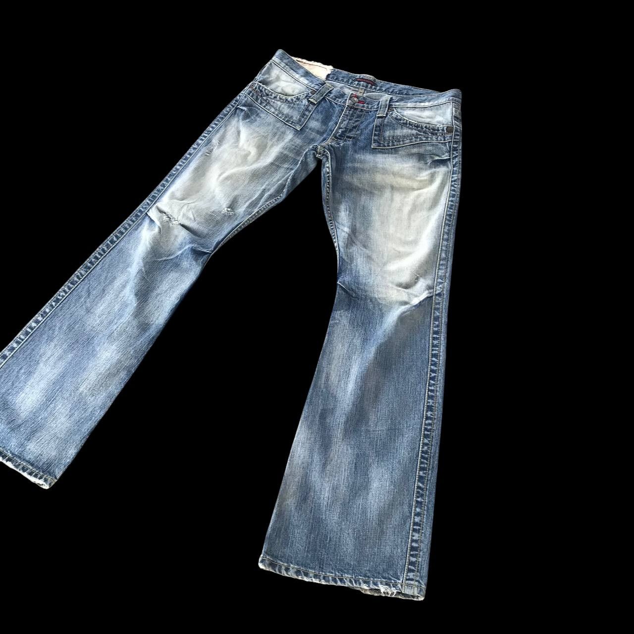 Blue Blue Japan FLARED BLUEWAY JAPAN DISTRESSED LOWRISE DENIM W33x33 Size US 33 - 4 Thumbnail