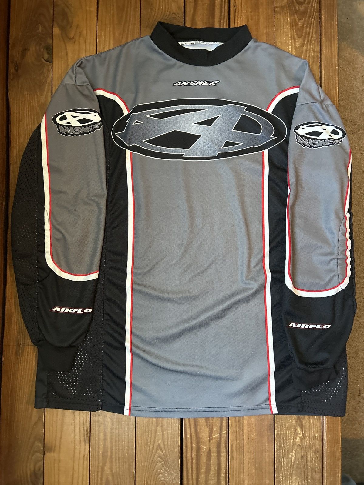 Vintage Vintage 90s Y2K Answer Racewear Motocross Black Grey Jersey Size US L / EU 52-54 / 3 - 1 Thumbnail